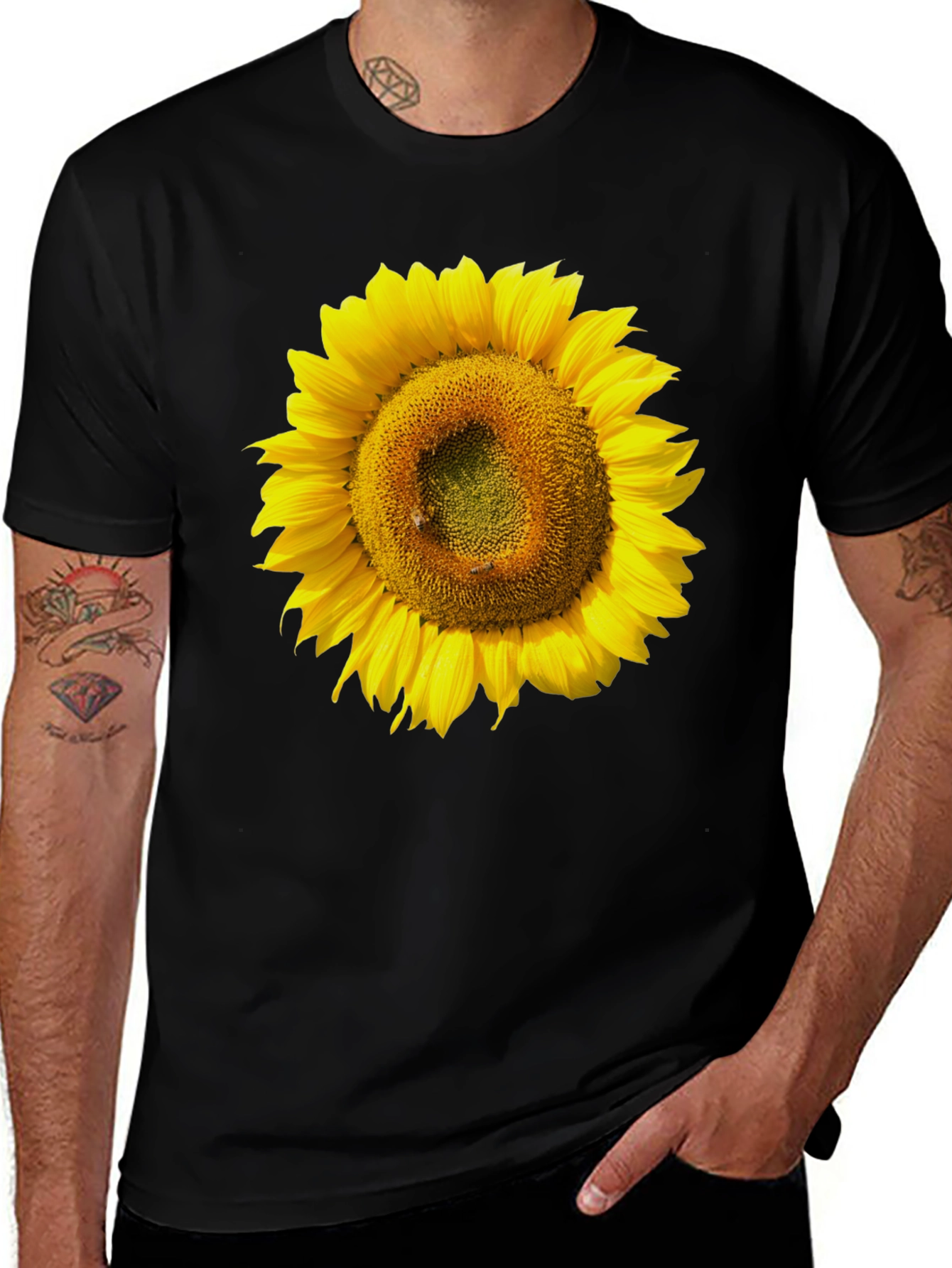 Variant 11 of Sunflower Graphic Tee - Black Cotton T-Shirt