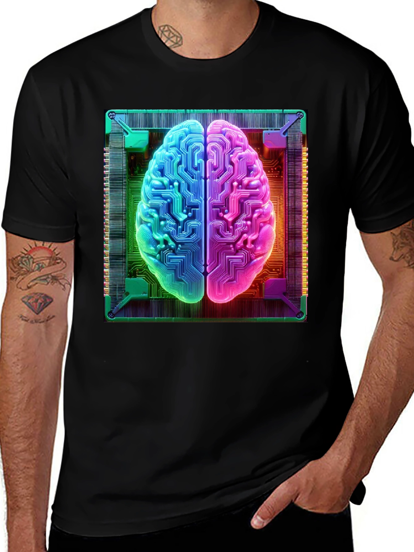 Variant 12 of Circuit Brain Graphic Tee - Tech Mind T-Shirt