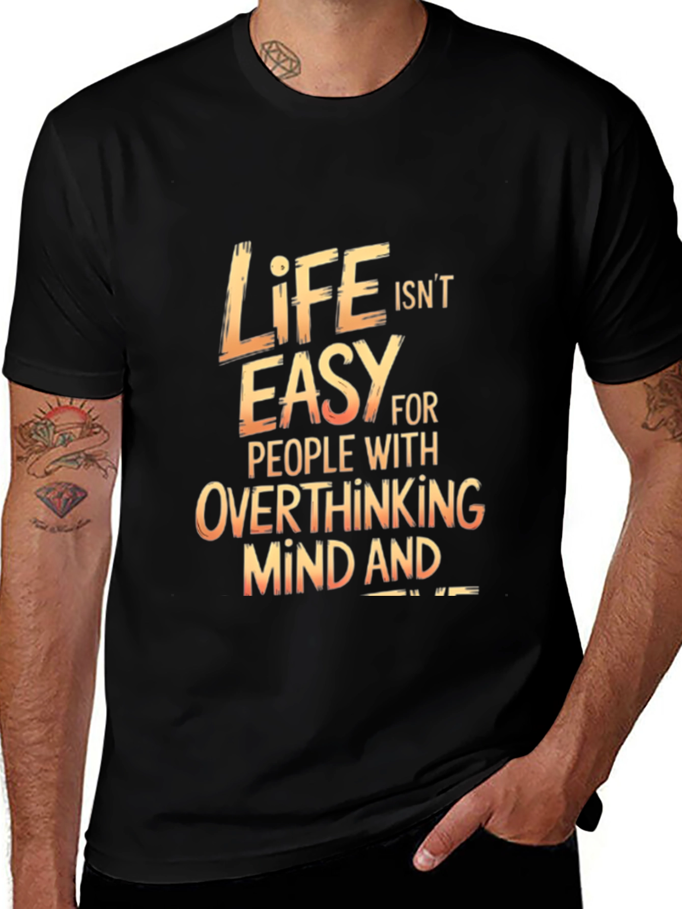 Variant 7 of Life Isn't Easy Graphic Print Black T-Shirt