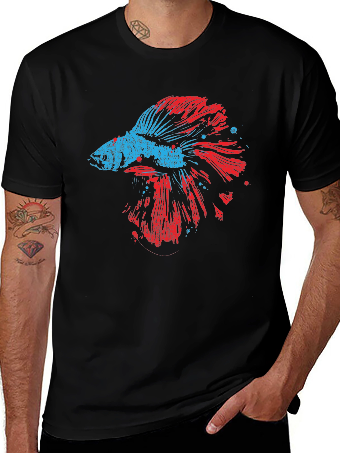 Variant 13 of Betta Fish Graphic Print Black T-Shirt