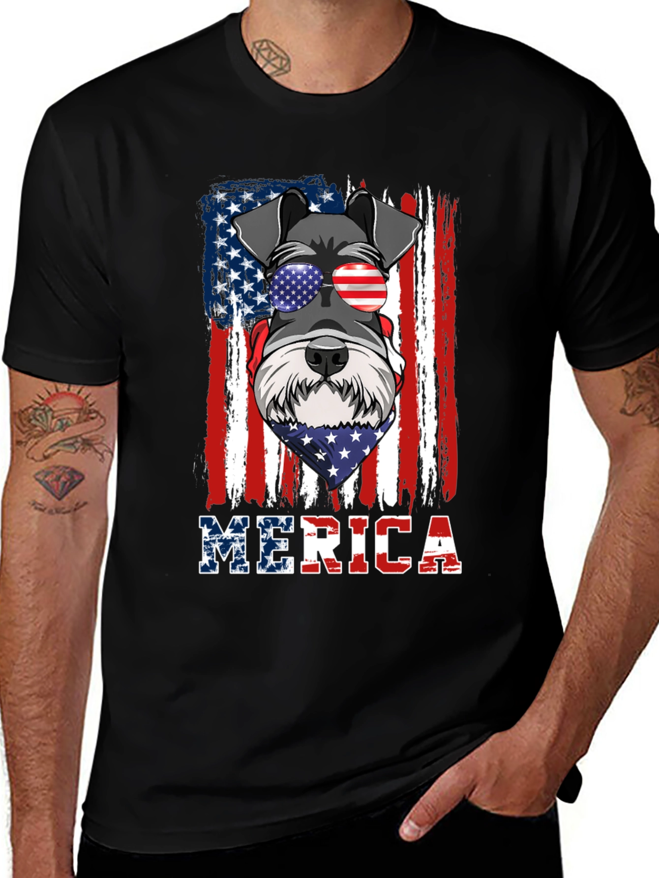 Variant 12 of Patriotic Dog Graphic T-Shirt - 'MERICA