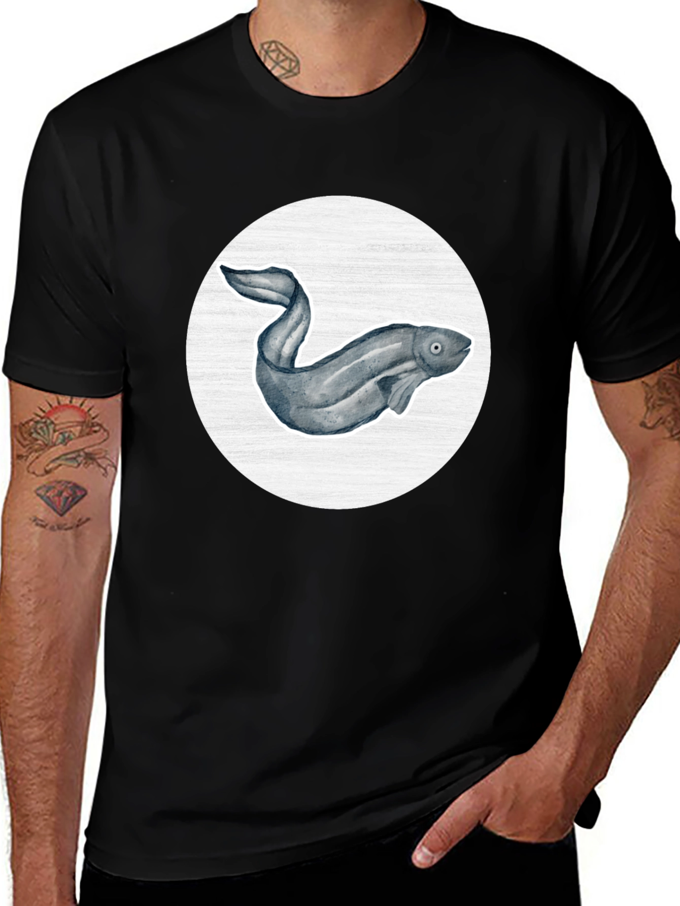Variant 15 of Eel Graphic Tee - Unique Design Black T-Shirt