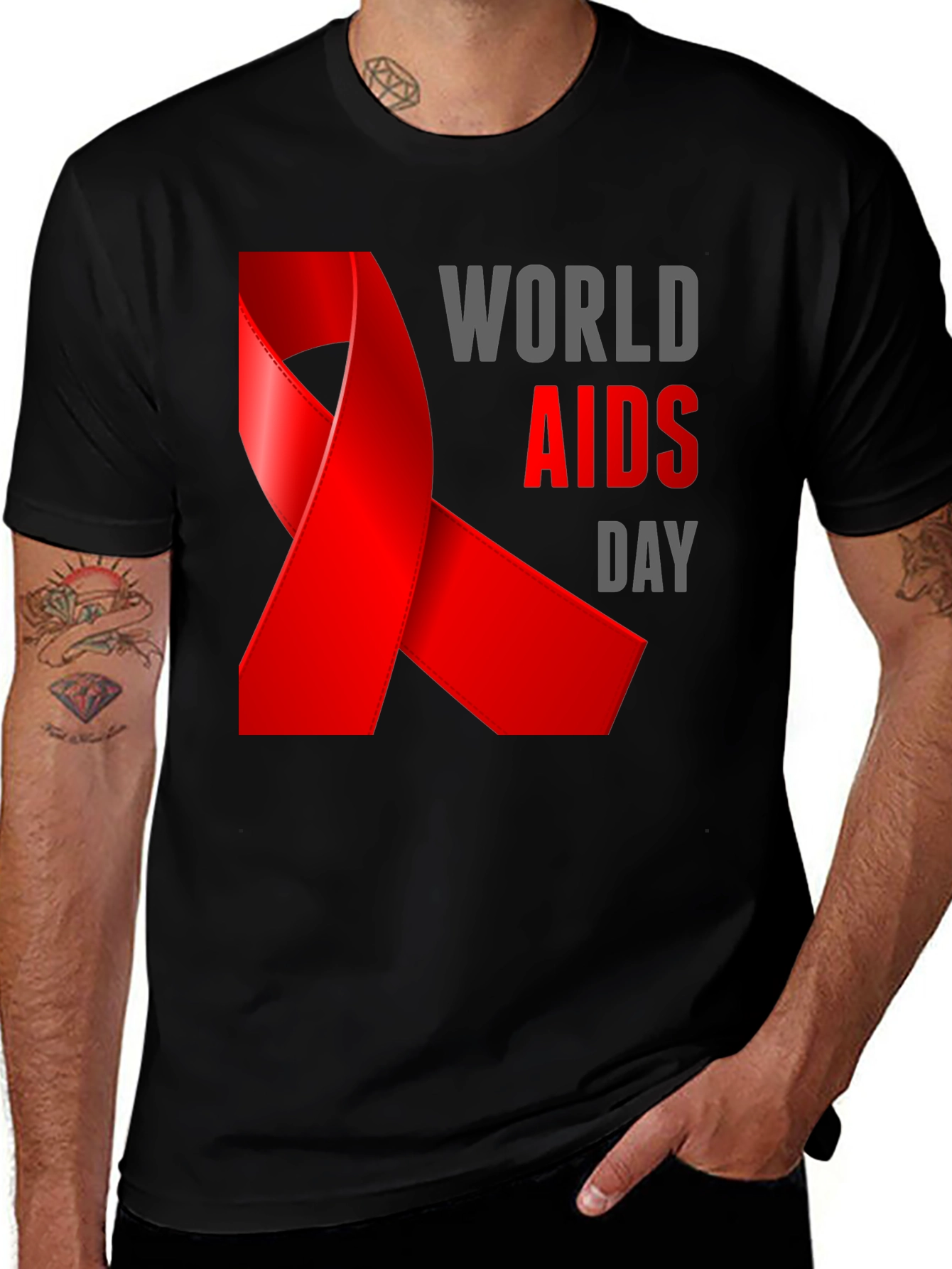 World AIDS Day Awareness Black T-Shirt