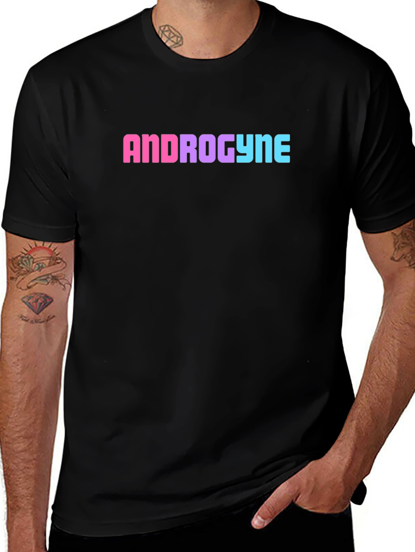 Androgyne Gradient Text Black T-Shirt