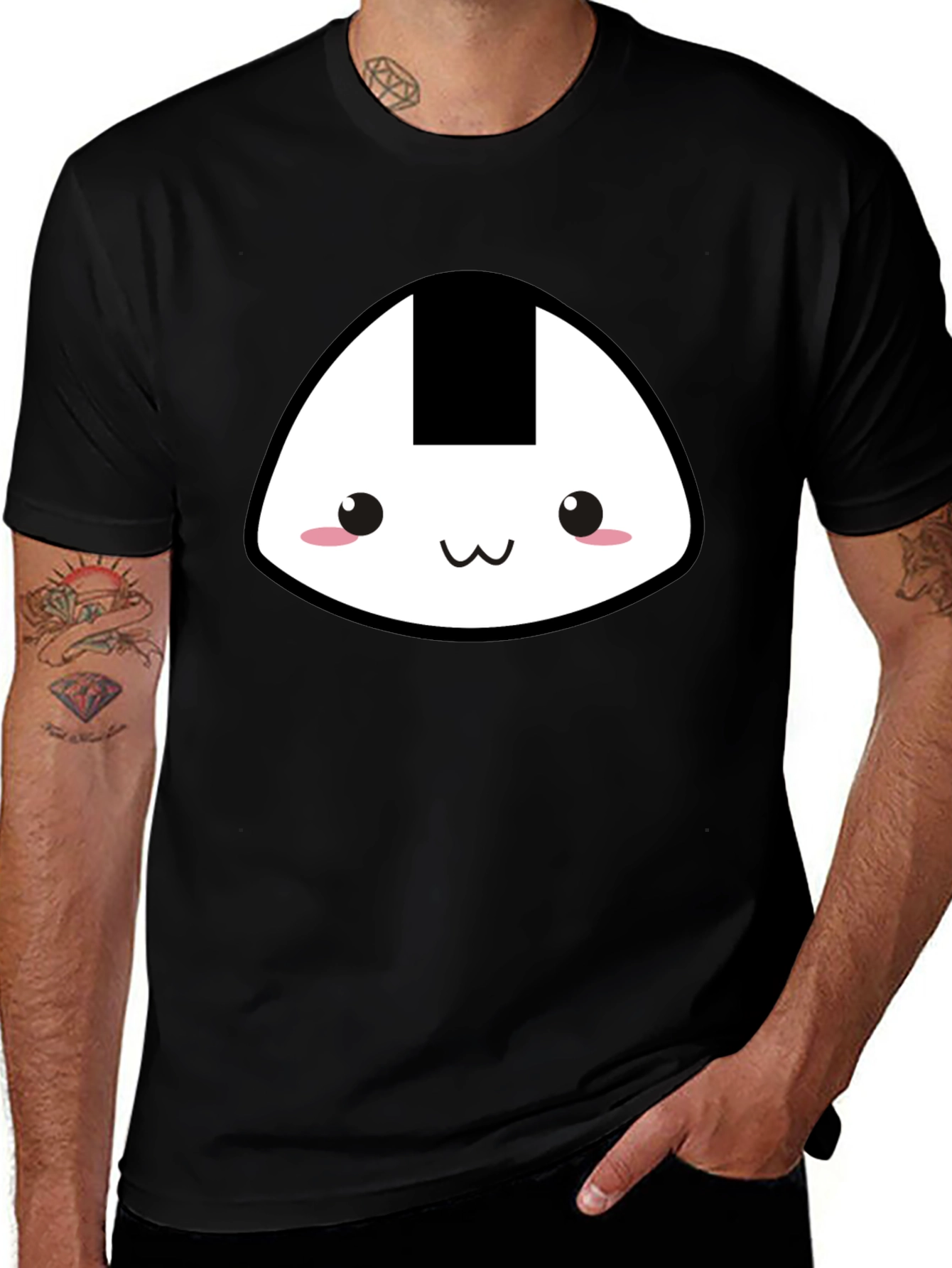 Variant 19 of Cute Onigiri Graphic Tee - Black