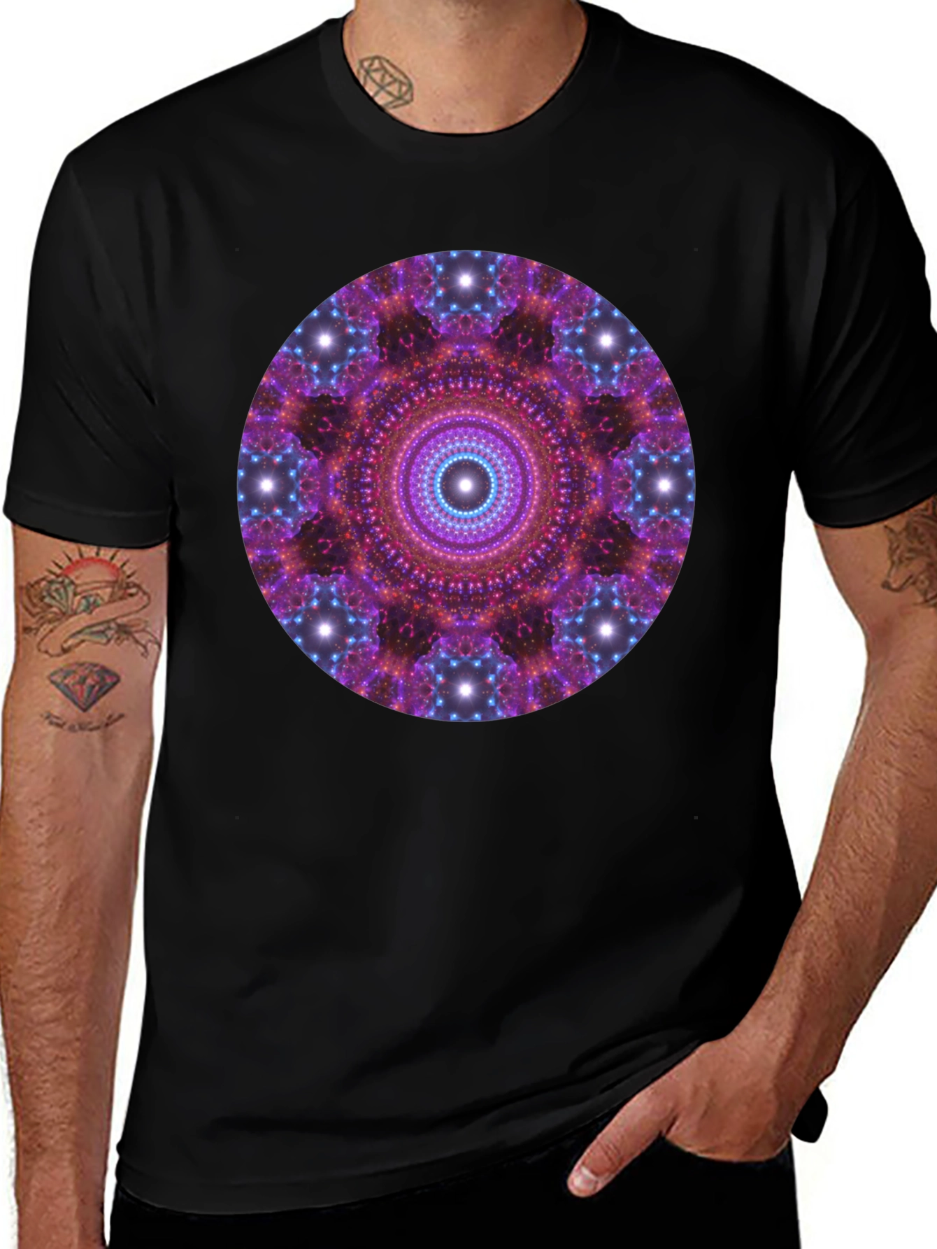 Mandala Print Black T-Shirt