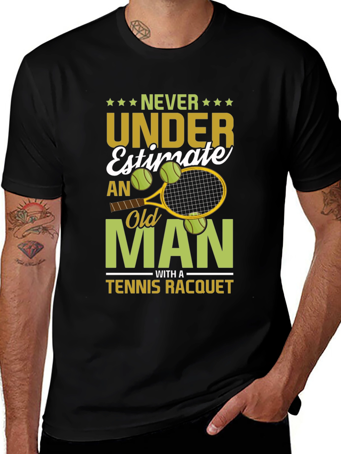 Variant 28 of Tennis Old Man T-Shirt - Never Underestimate