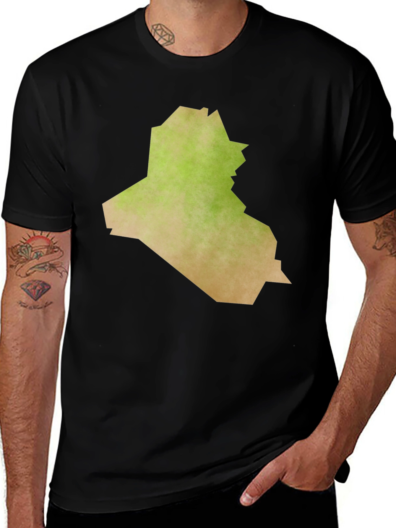 Variant 19 of Iraq Map Graphic Tee - Black Casual T-Shirt
