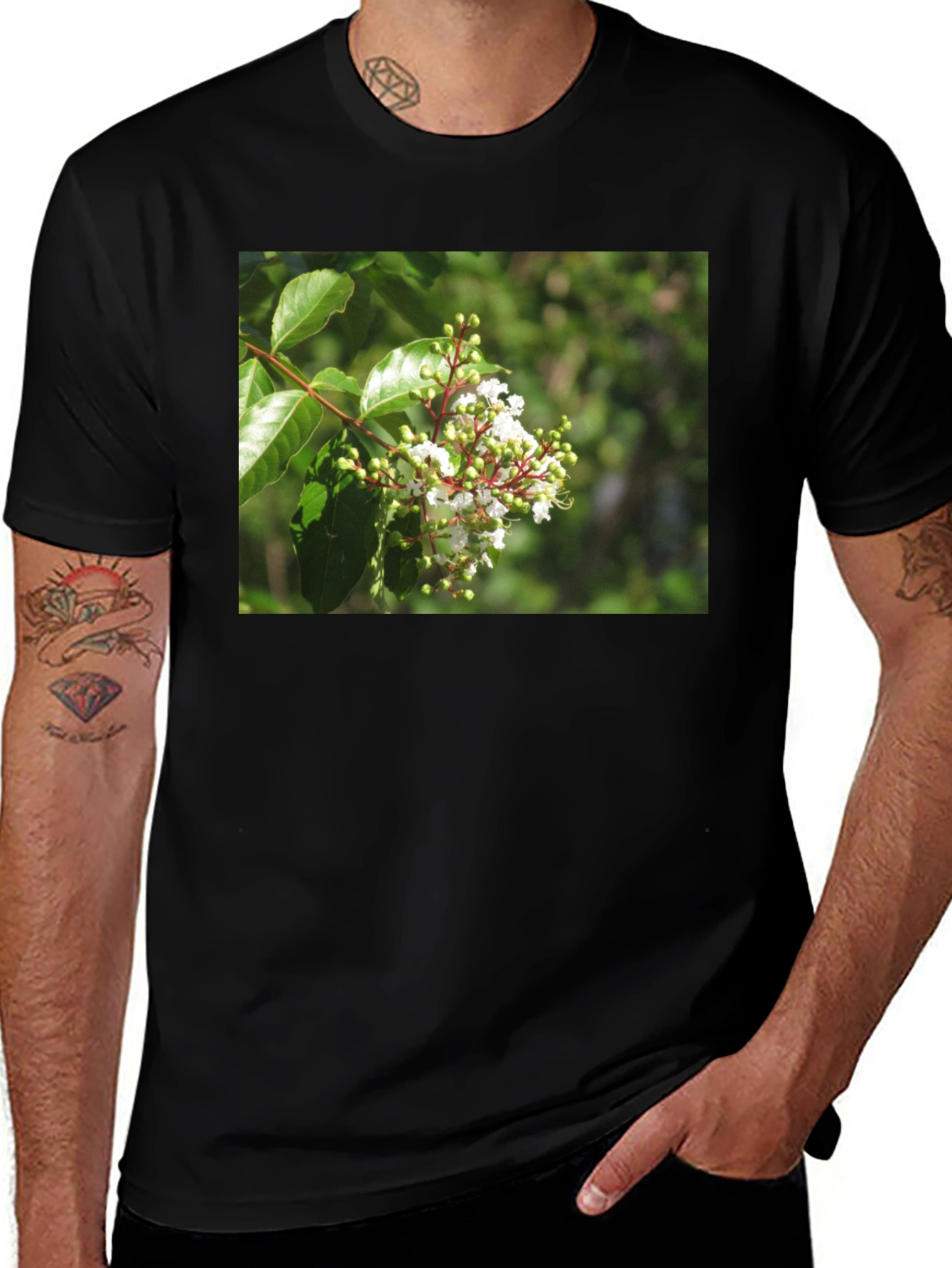 Variant 12 of Floral Print Black T-Shirt