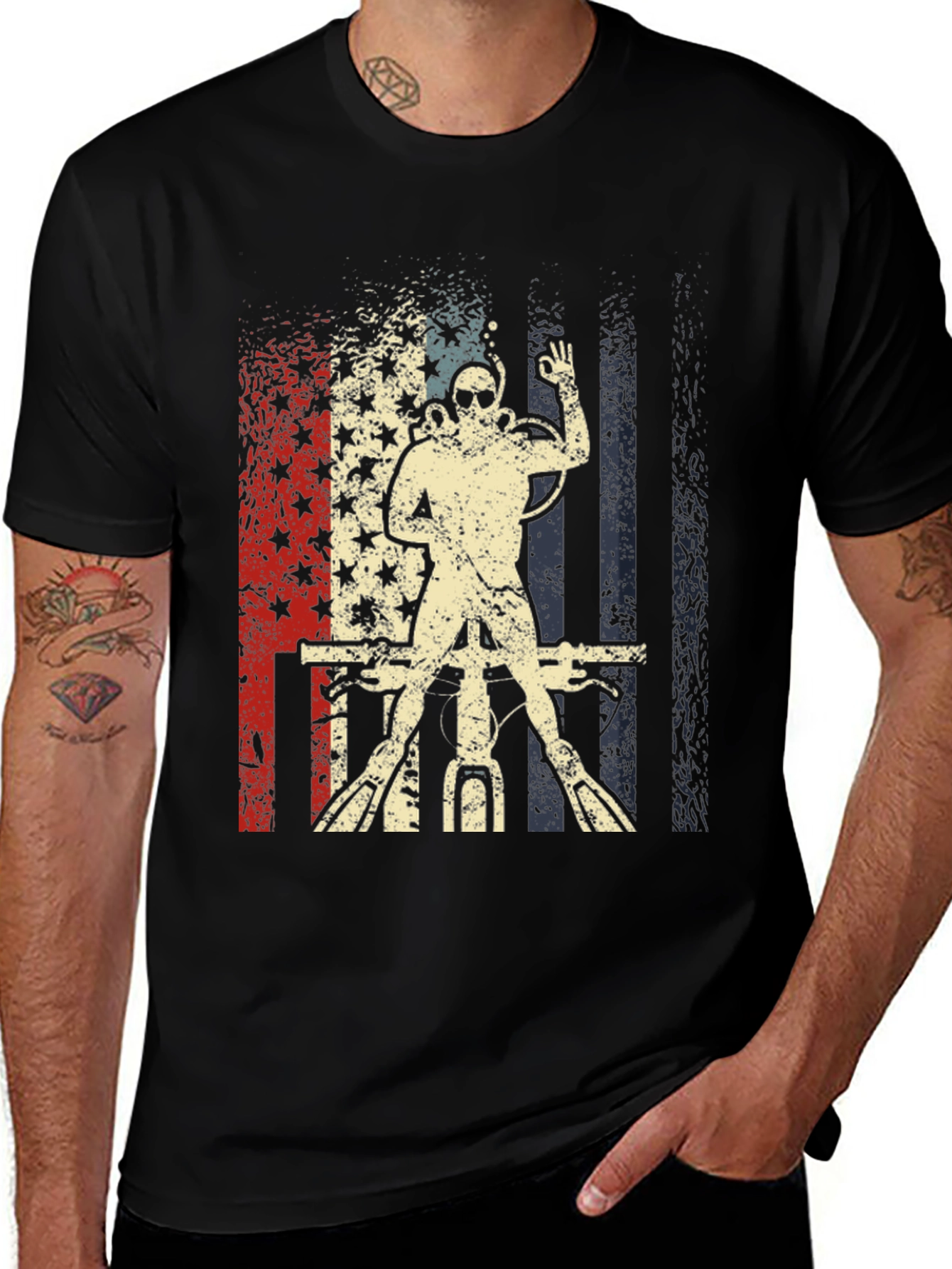 Variant 6 of Diver American Flag T-Shirt | Scuba Diving