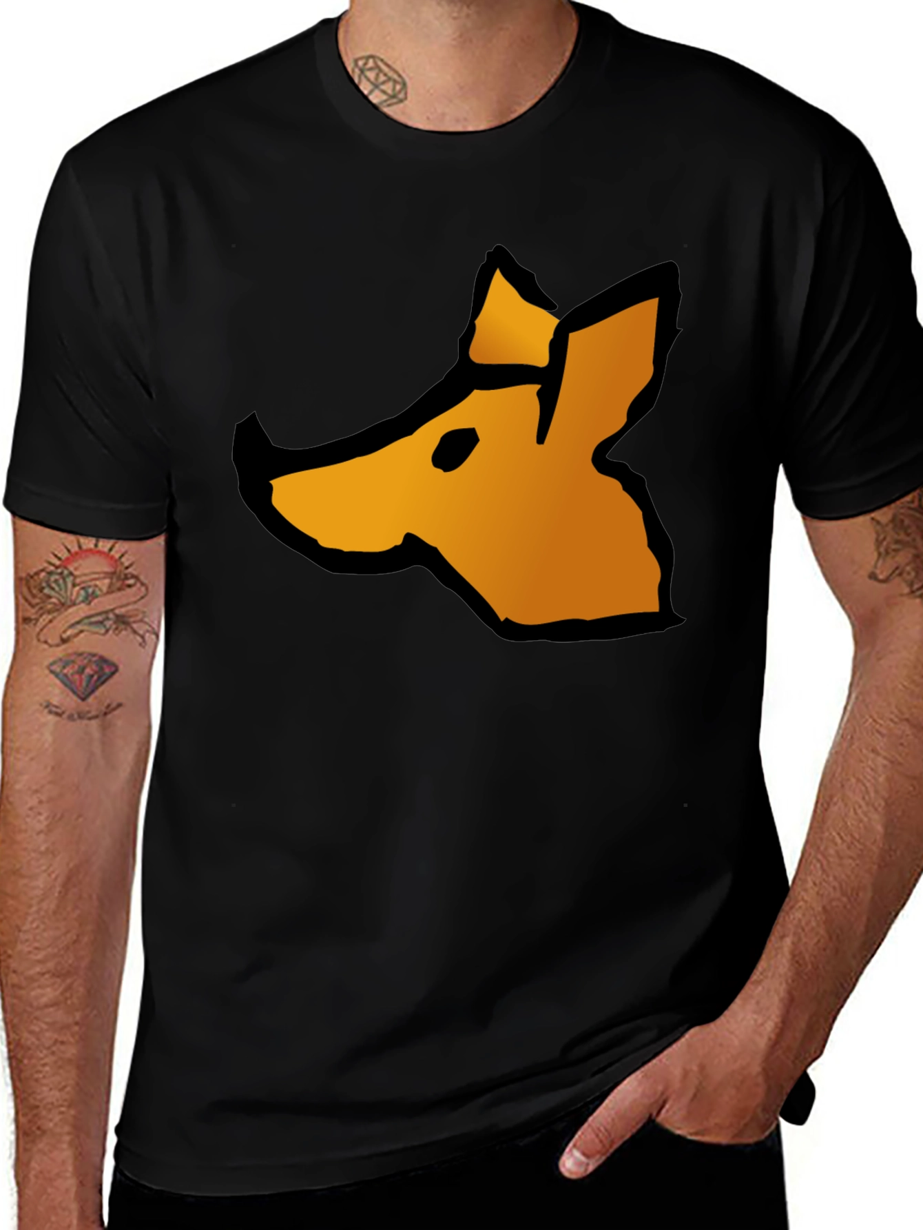 Variant 6 of Abstract Fox Graphic Tee - Casual Black T-Shirt