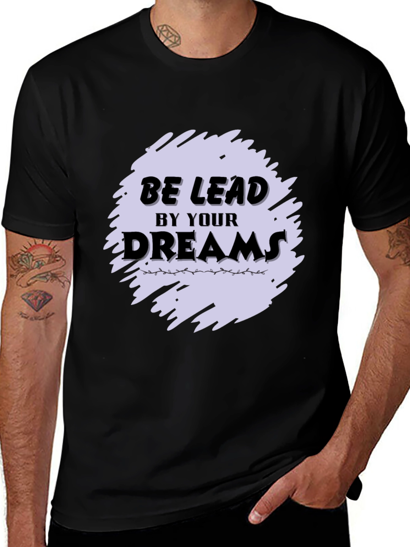 Variant 6 of Motivational T-Shirt - Be Lead by Your Dreams - Black Cotton Tee