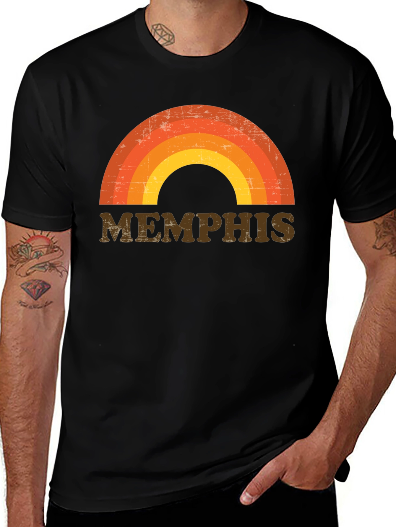 Retro Memphis Rainbow Graphic T-Shirt