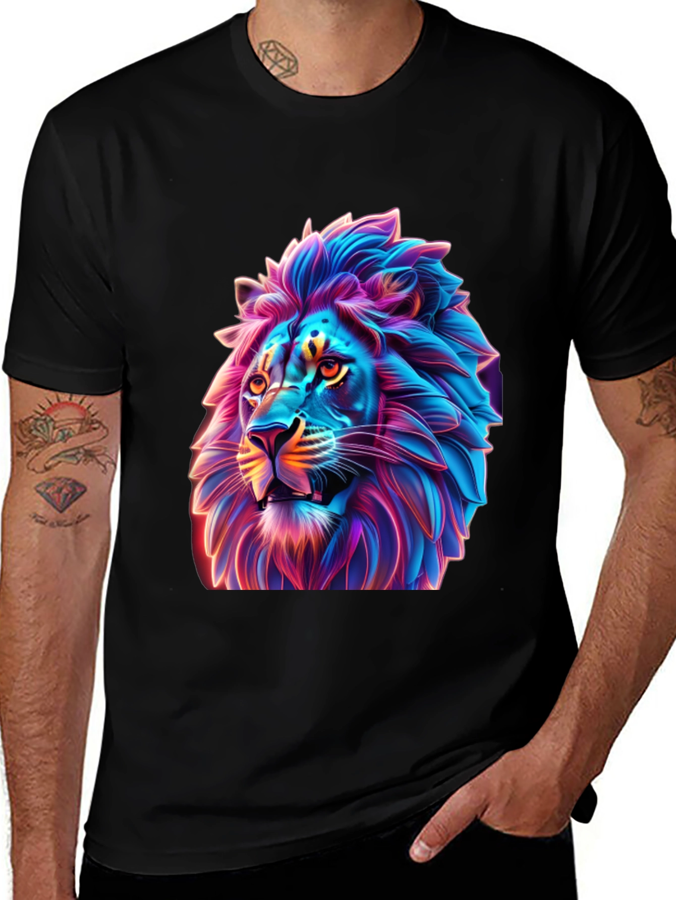 Variant 20 of Neon Lion Graphic T-Shirt - Bold Style