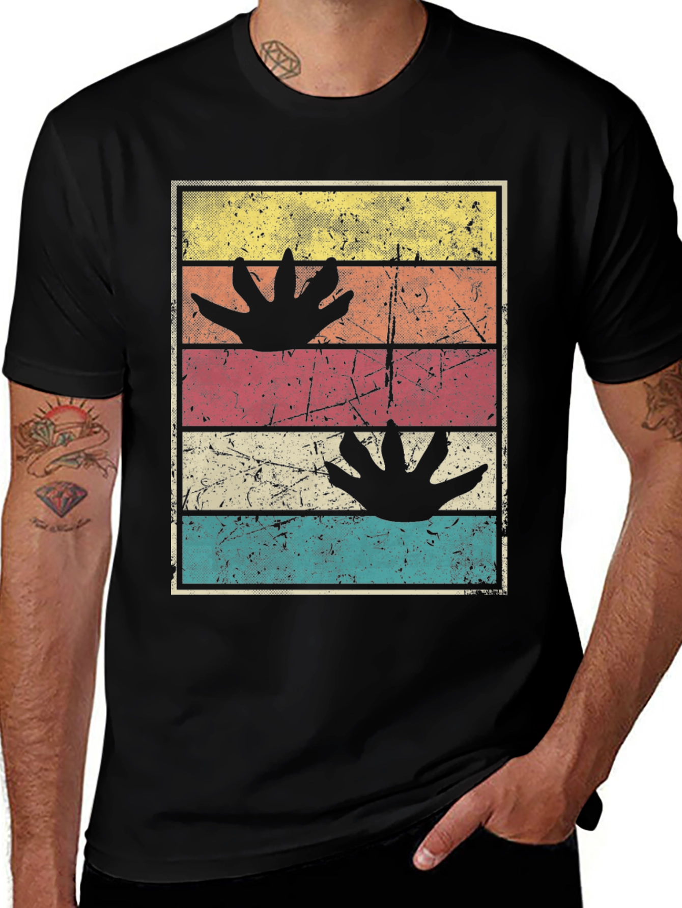 Retro Dinosaur Paw Print T-Shirt