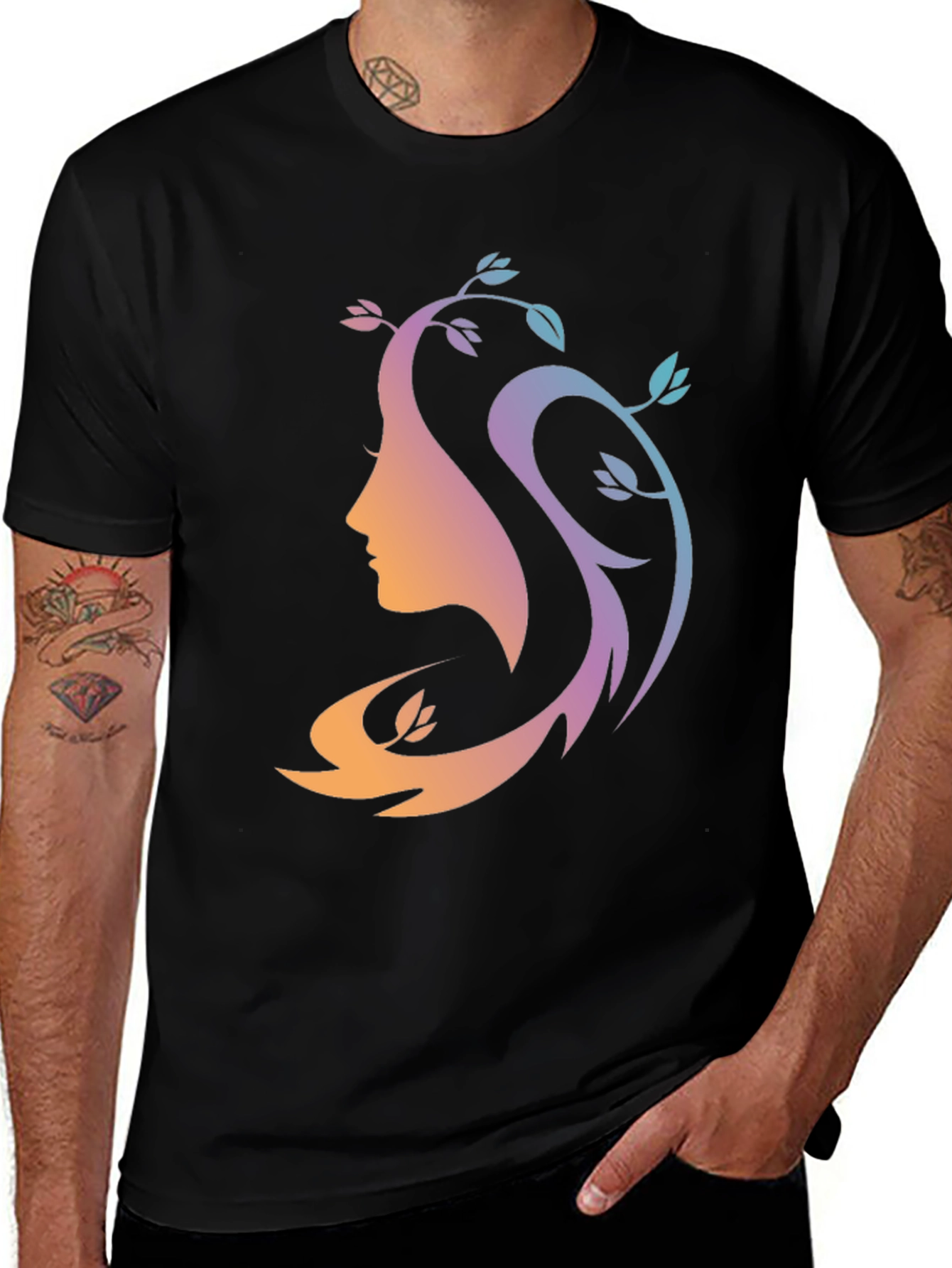 Variant 22 of Nature Silhouette Graphic Black T-Shirt