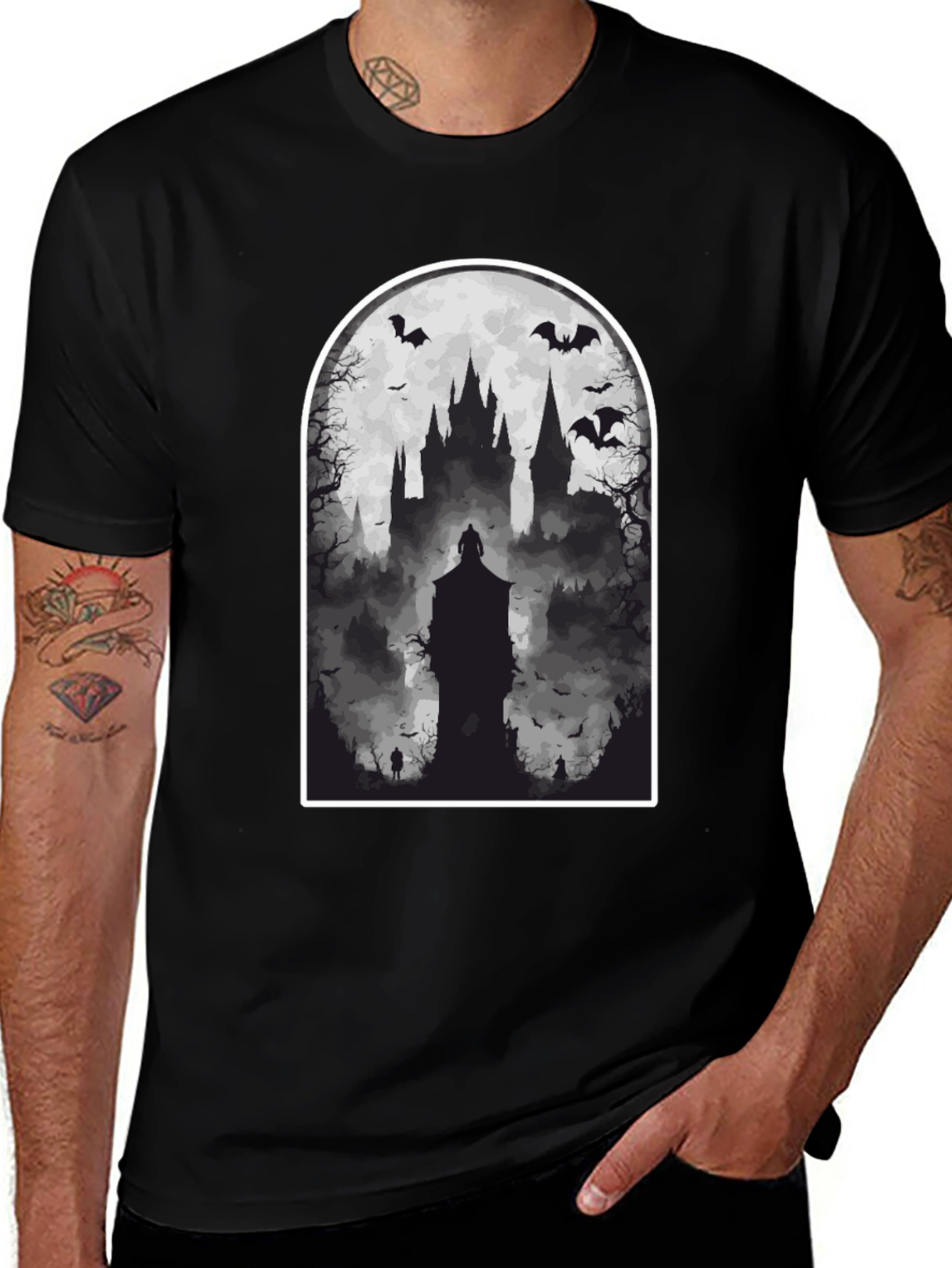 Spooky Castle T-Shirt - Gothic Halloween Tee