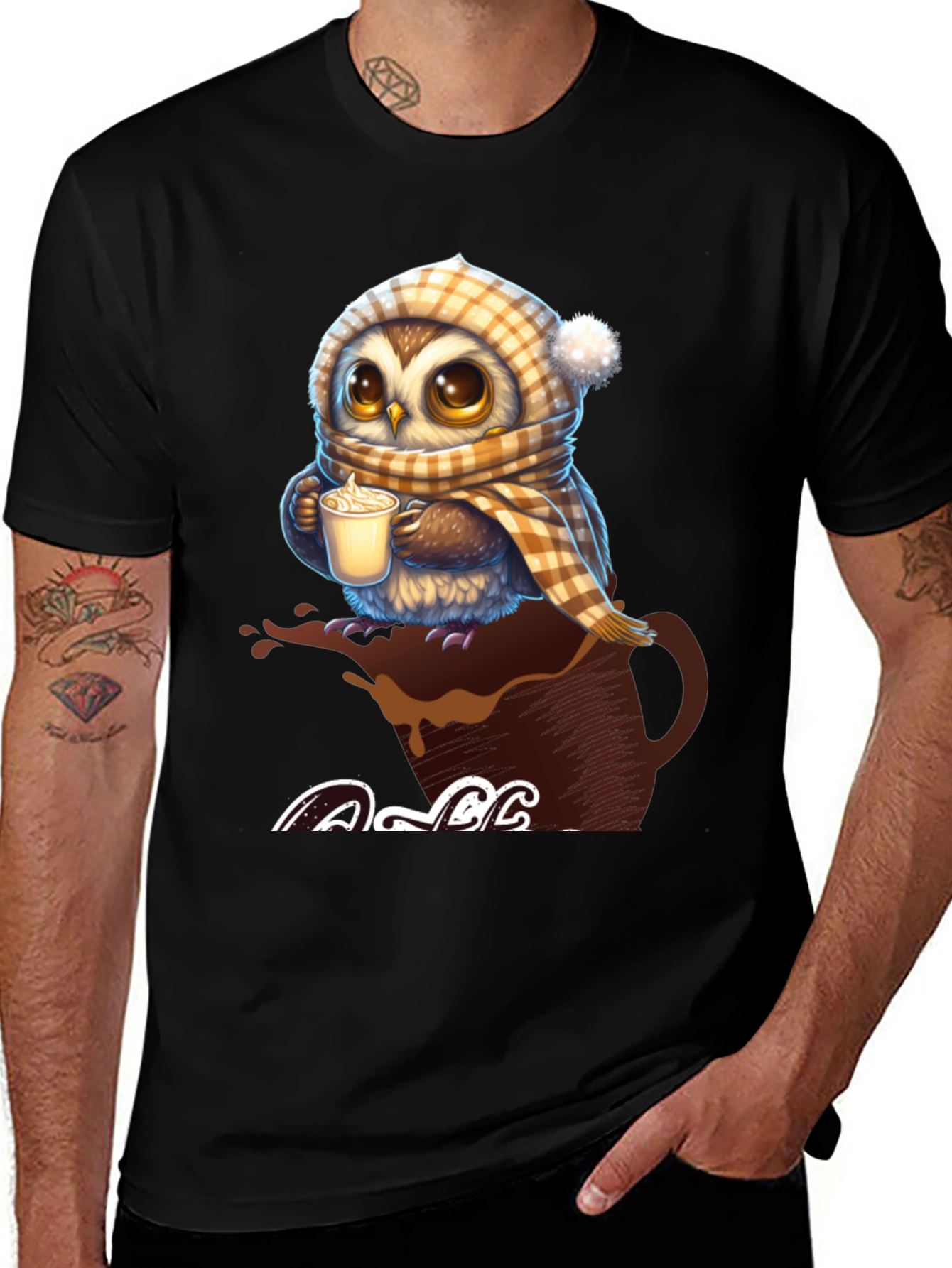 Variant 17 of Cute Owl Coffee Lover Graphic T-Shirt