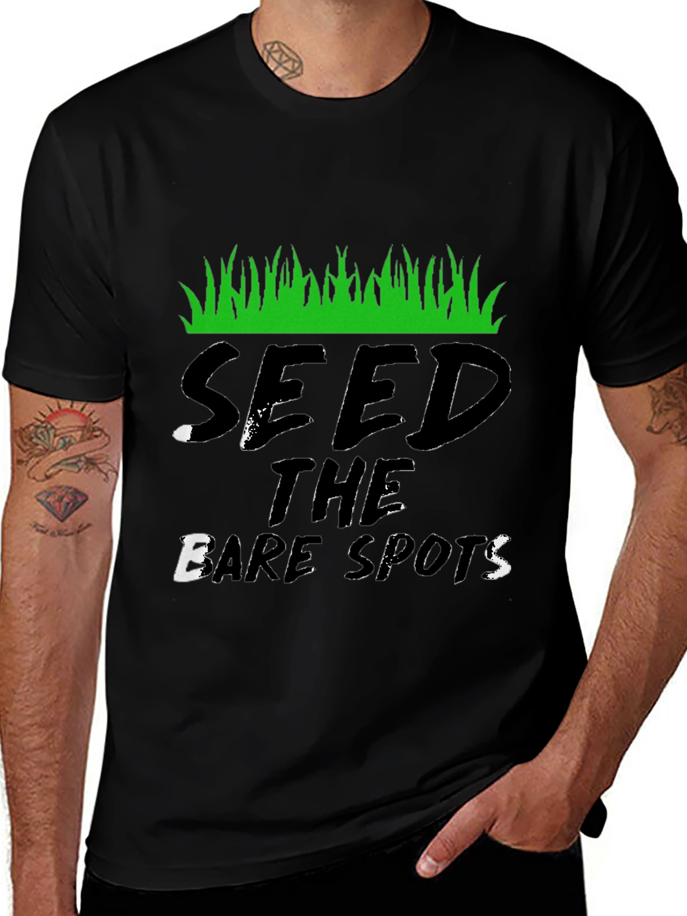 Variant 4 of Seed the Bare Spots Black T-Shirt
