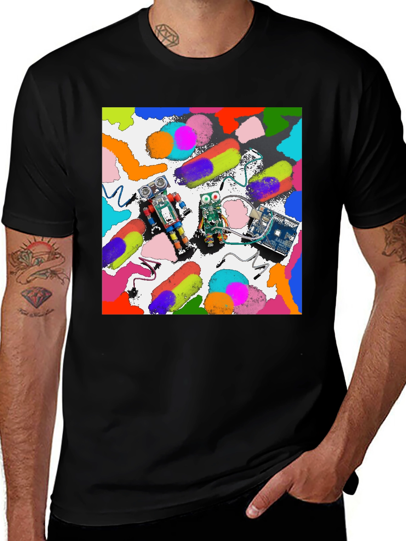 Variant 22 of Robot & Colorful Splatter Graphic T-Shirt