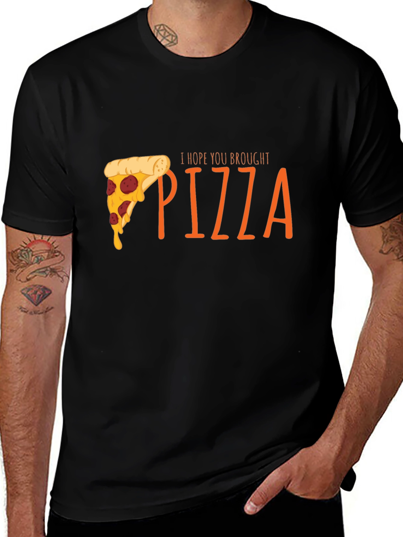 Variant 15 of Pizza Lover Graphic T-Shirt - I Hope You Brought Pizza