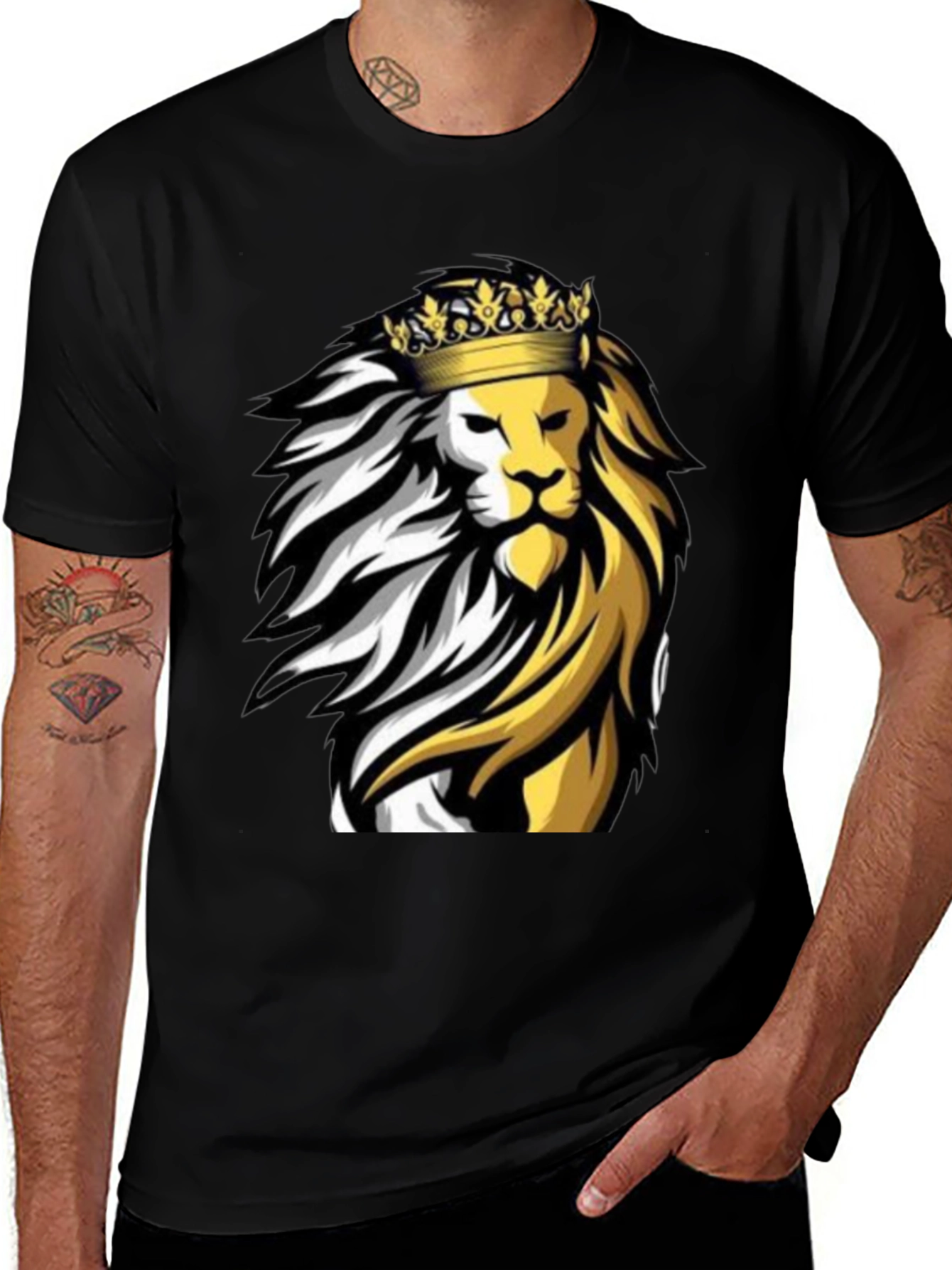 Variant 19 of King Lion Graphic Black T-Shirt