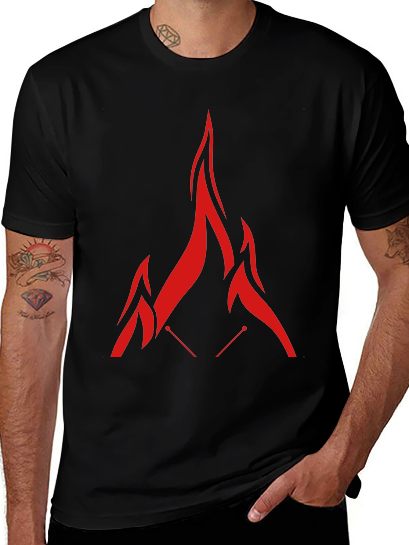 Variant 18 of Red Flame Graphic Black T-Shirt
