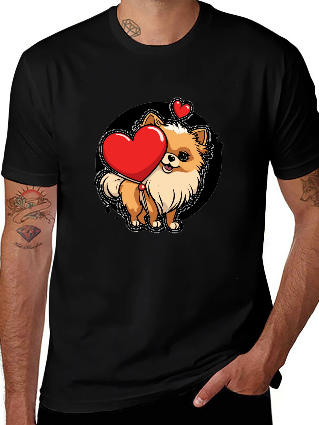 Cute Pomeranian Dog Heart T-Shirt