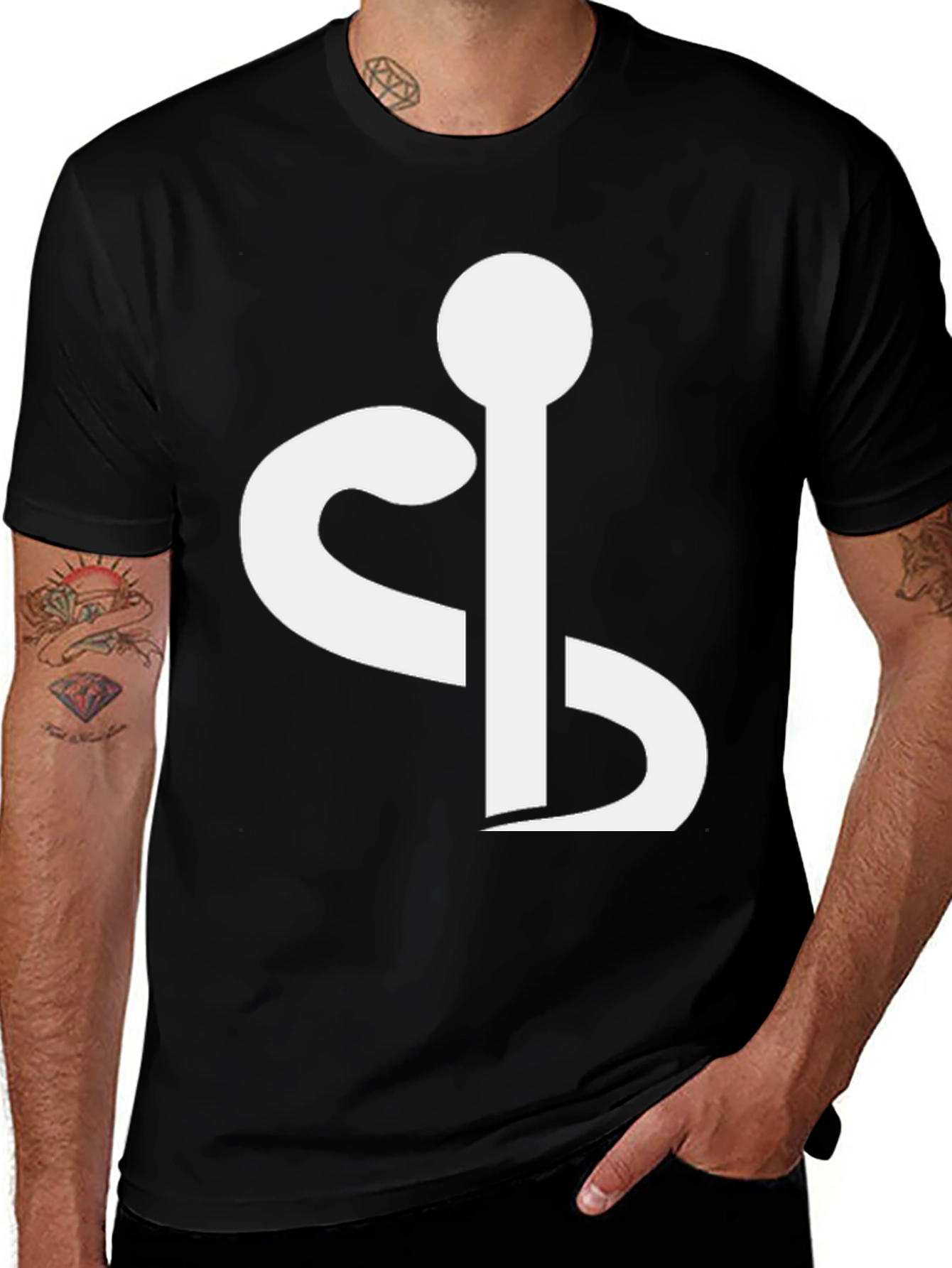 Variant 20 of Modern Graphic Tee - Abstract White Design on Black