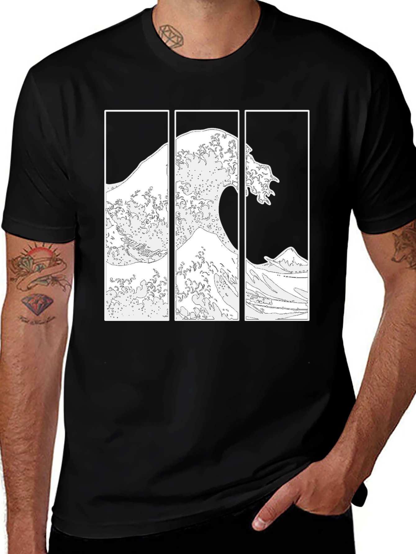 Variant 20 of Great Wave T-Shirt - Stylish Ukiyo-e Design