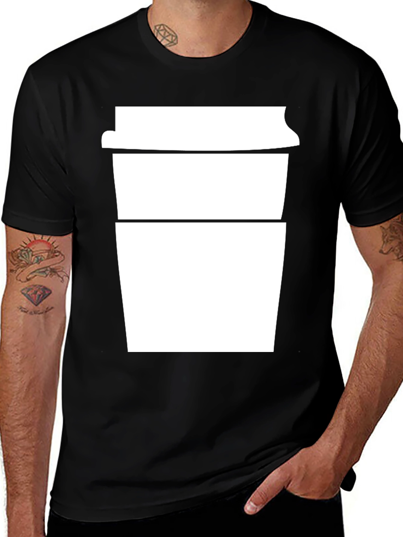 Coffee Cup Graphic Tee - Black Casual Shirt