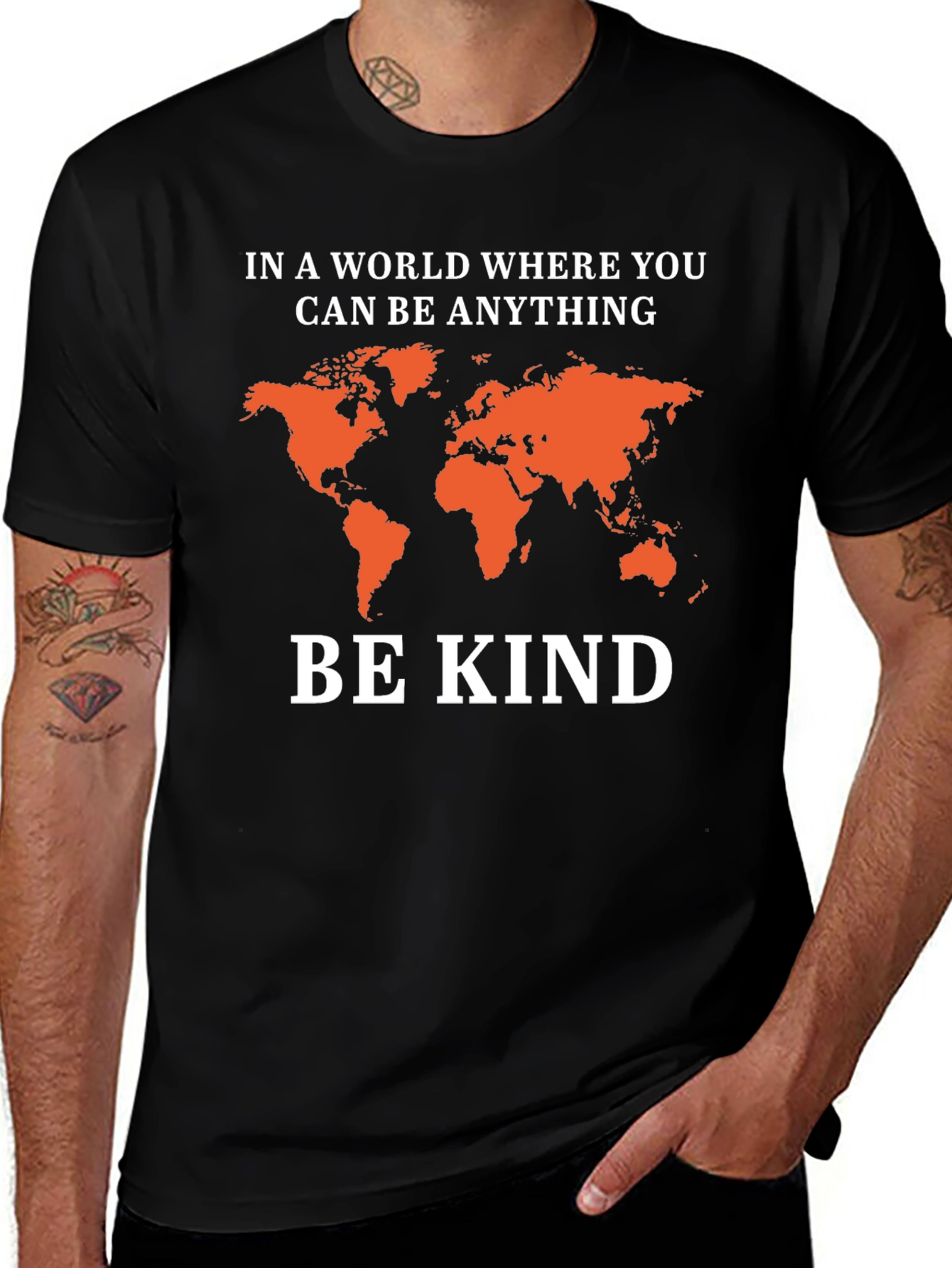 Variant 26 of Be Kind World Map Graphic Tee - Black