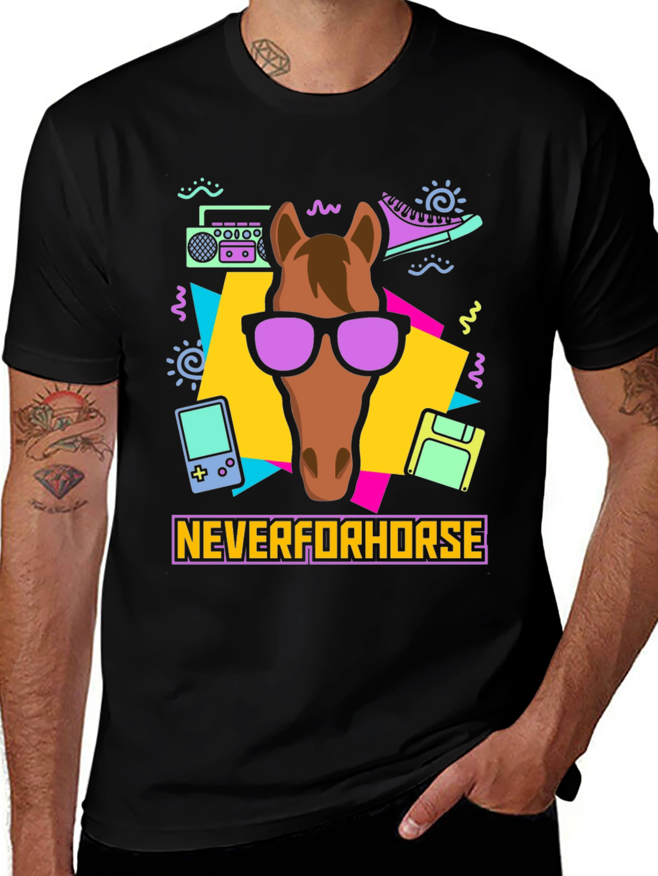 Variant 22 of Neverforhorse T-Shirt - Retro 80s Design