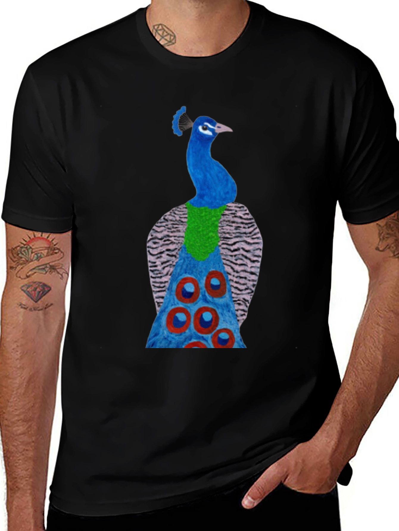 Variant 8 of Peacock Graphic Tee - Black Cotton Blend