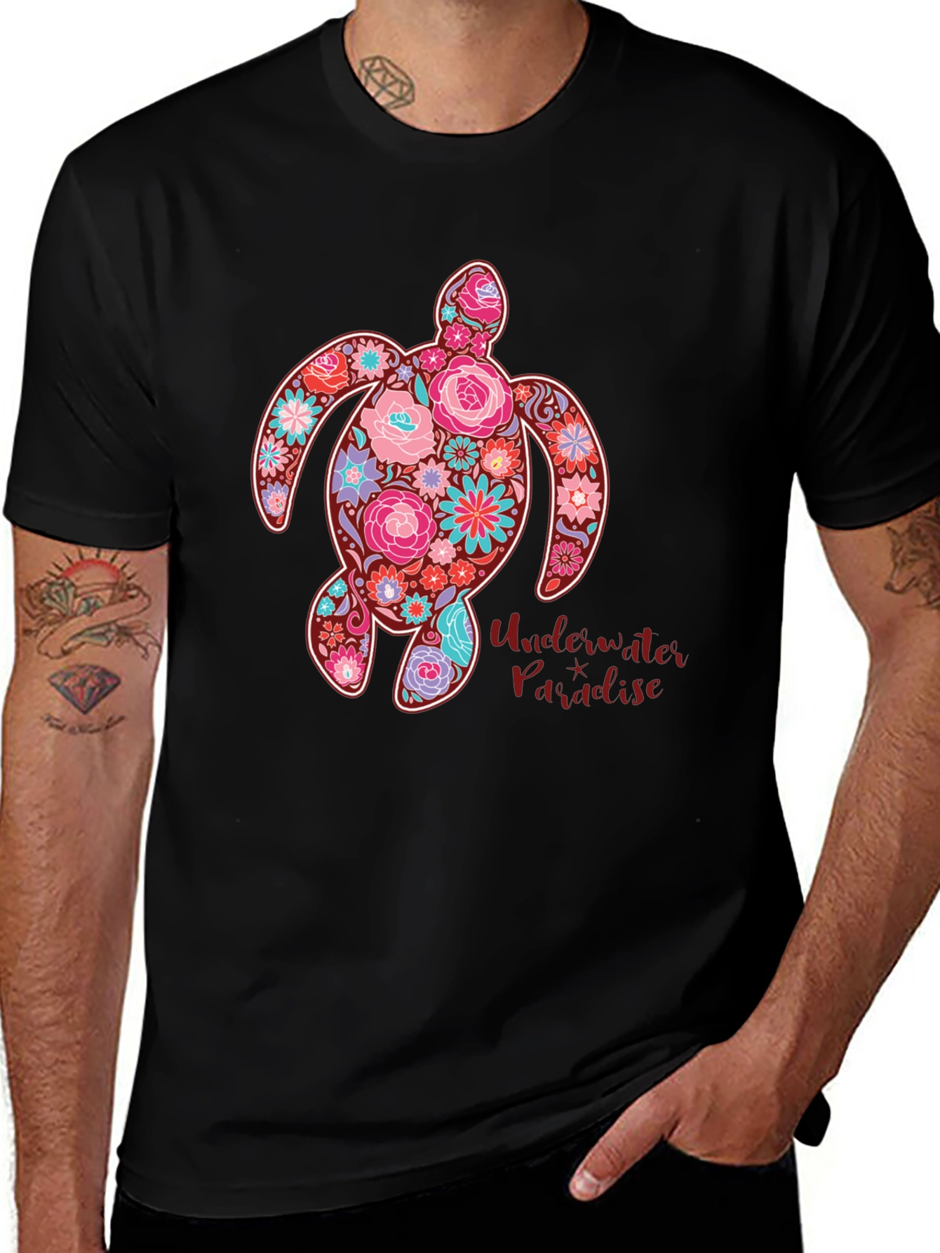 Variant 11 of Floral Turtle T-Shirt - Underwater Paradise Tee