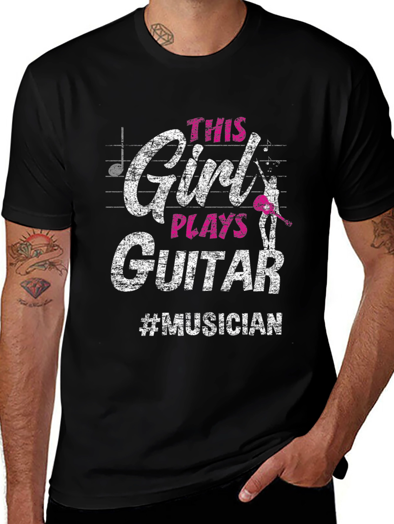 Black This Girl Plays Guitar T-Shirt - Musician Tee main image