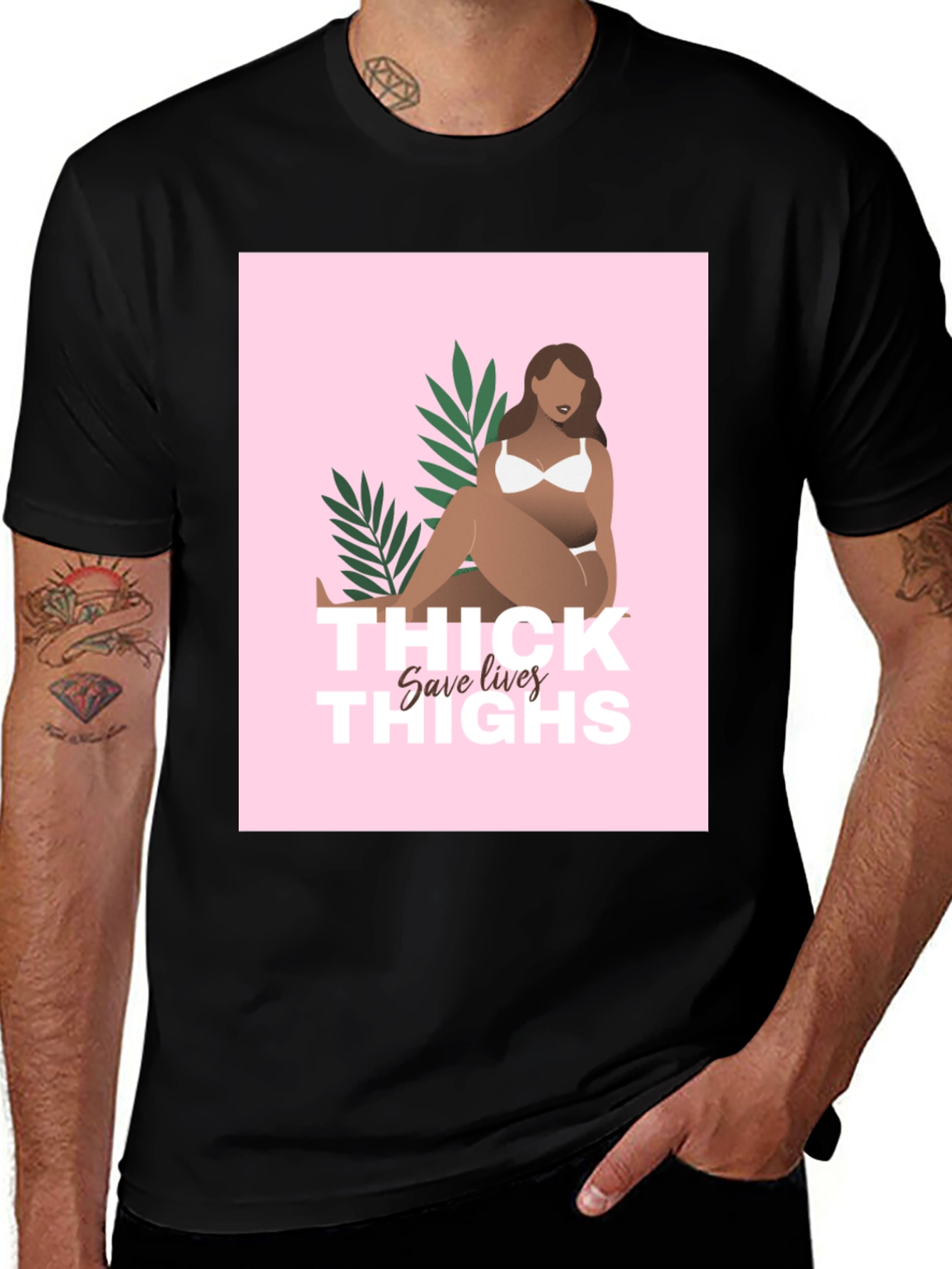 Variant 14 of Thick Thighs Save Lives Graphic Tee - Black