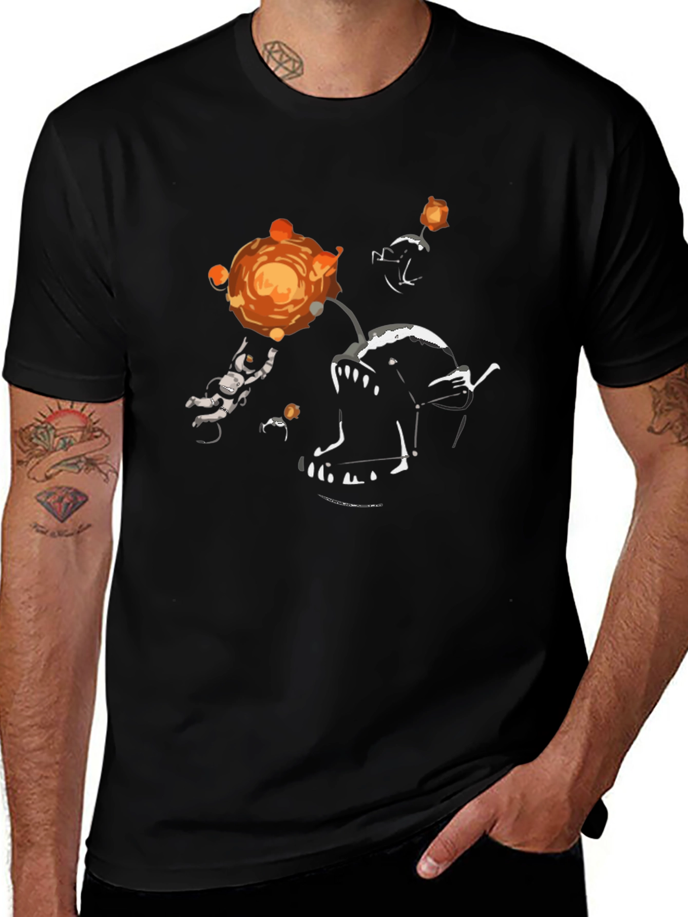 Variant 9 of Astronaut & Anglerfish Graphic T-Shirt - Black