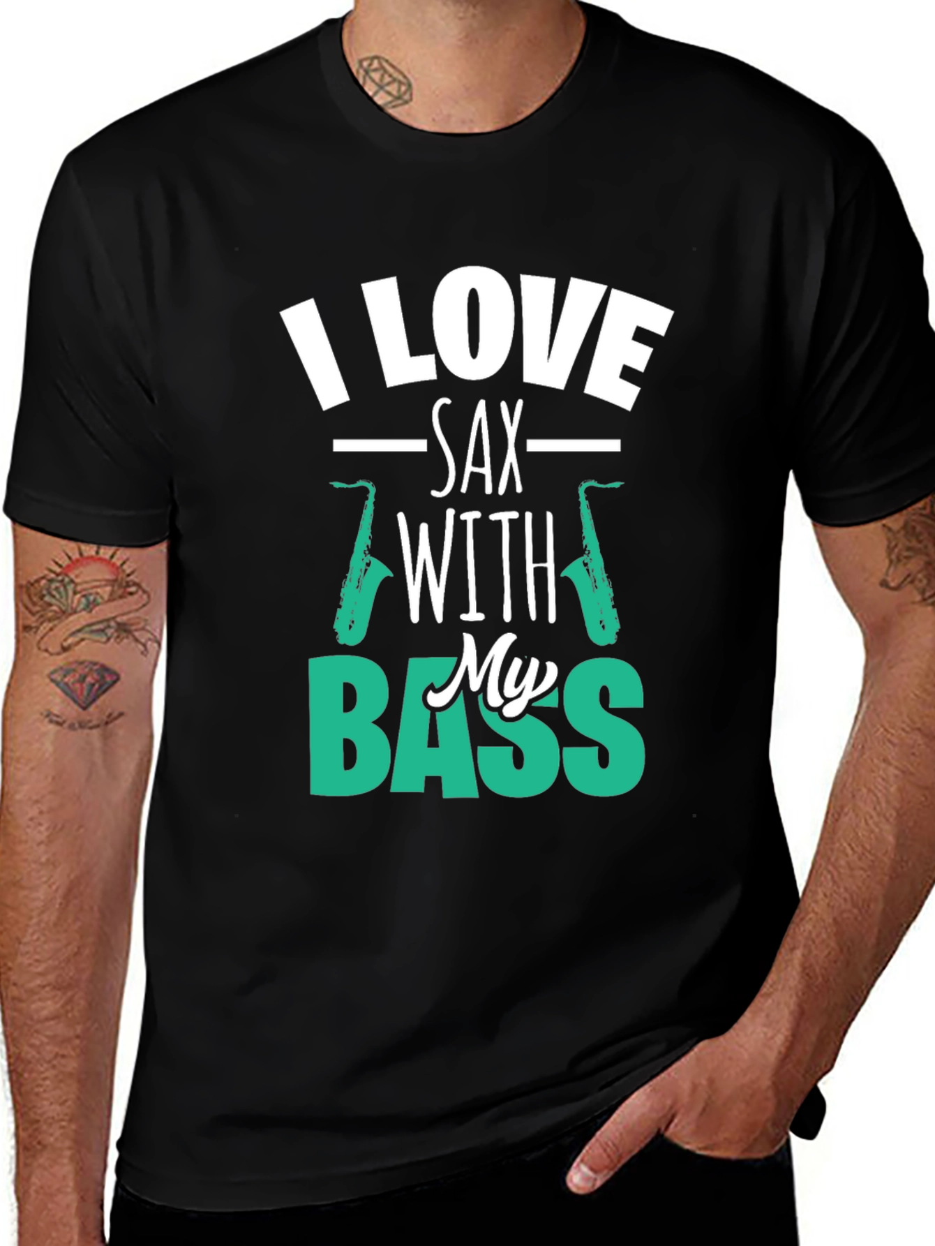 Variant 28 of I Love Sax with My Bass Graphic T-Shirt