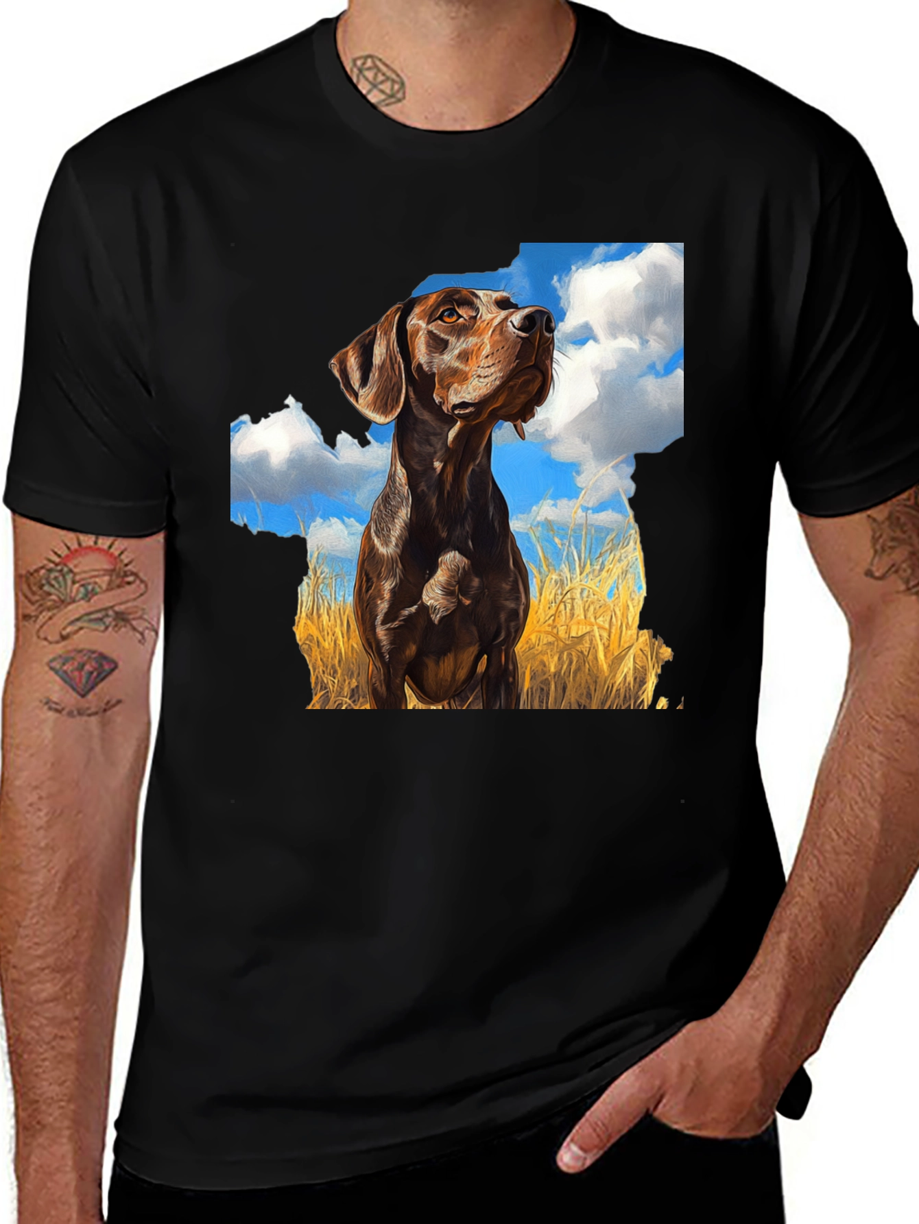 Pointer Dog T-Shirt - Field and Sky Design