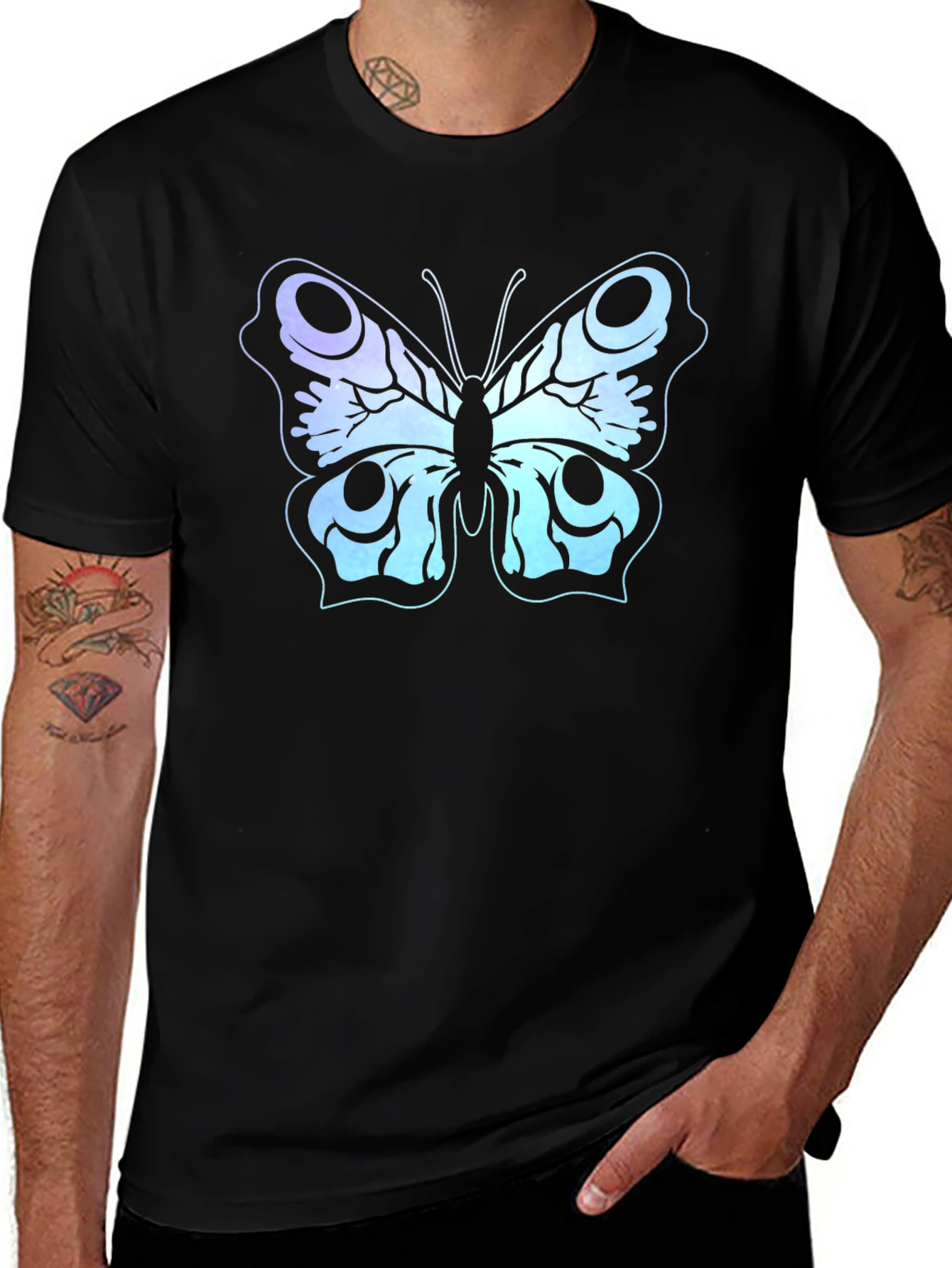 Variant 21 of Butterfly Graphic Black T-Shirt