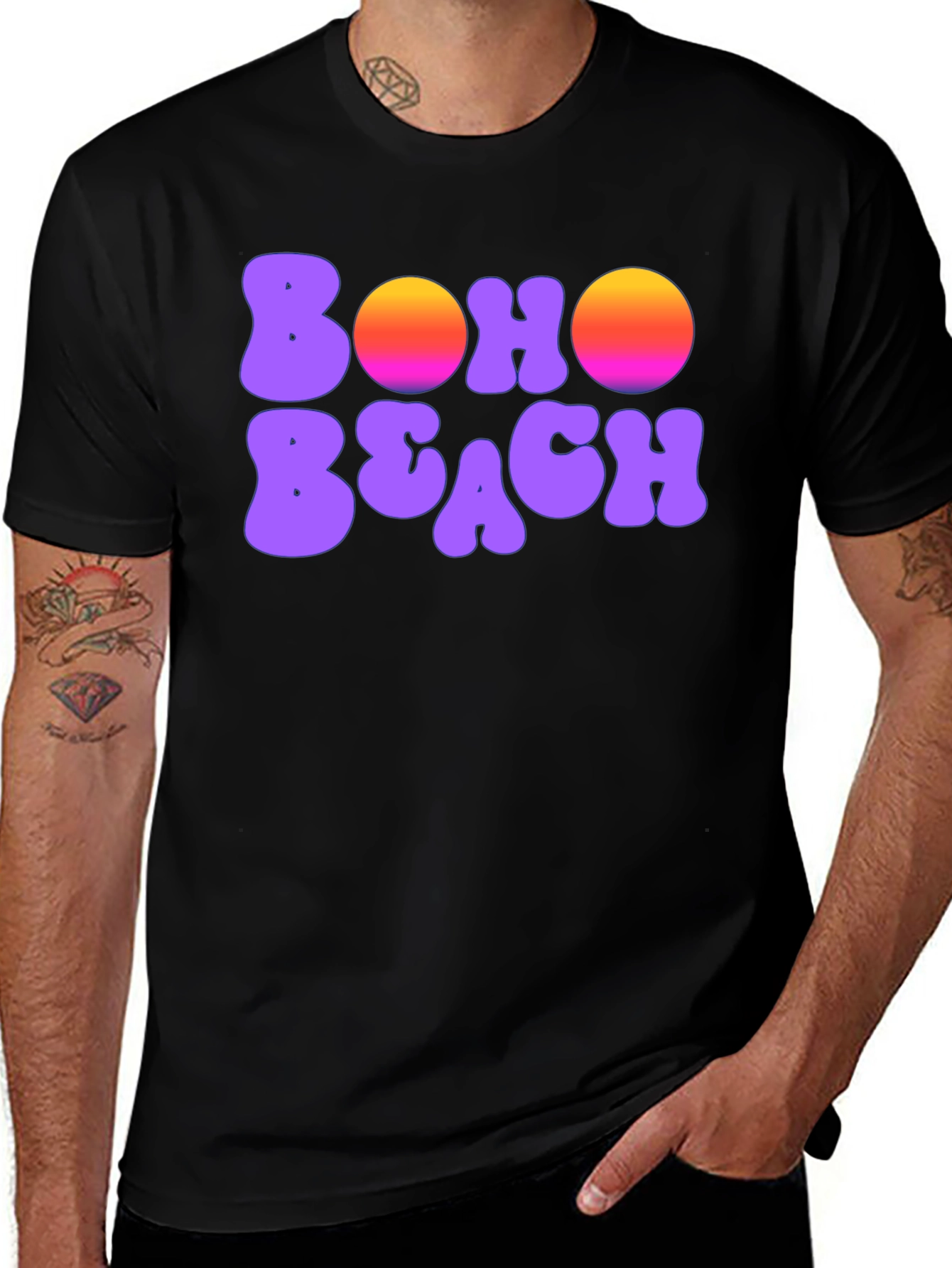 Variant 22 of Boho Beach T-Shirt - Retro Sunset Graphic Tee
