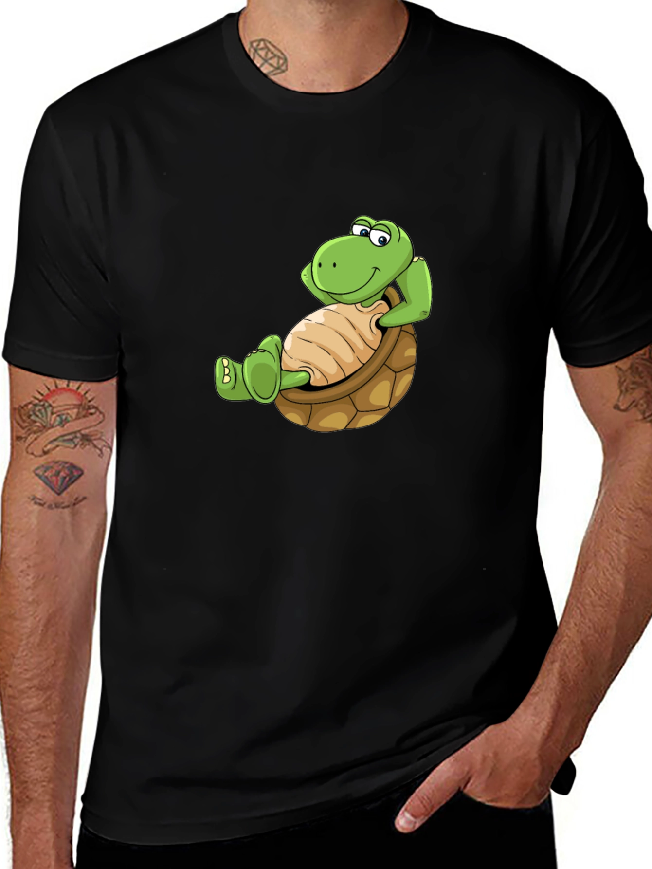 Variant 11 of Relaxing Turtle Graphic Tee - Black