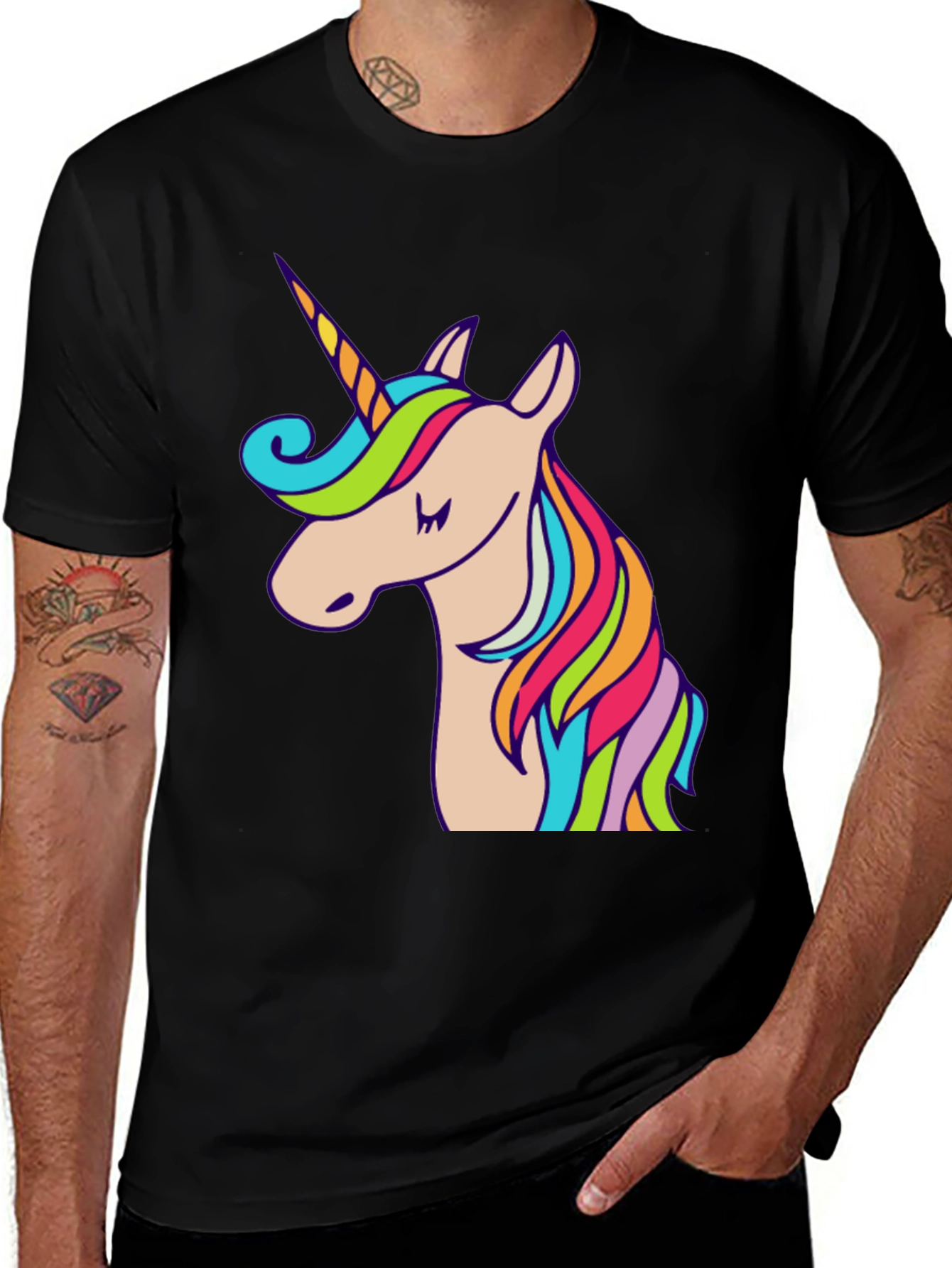 Variant 17 of Unicorn Graphic Tee - Black Cotton T-Shirt
