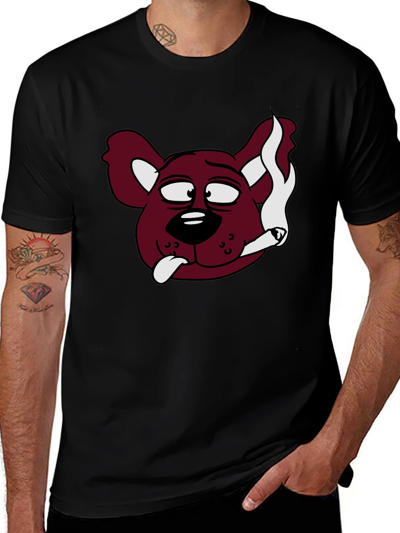 Variant 11 of Cool Dog Cartoon Black T-Shirt