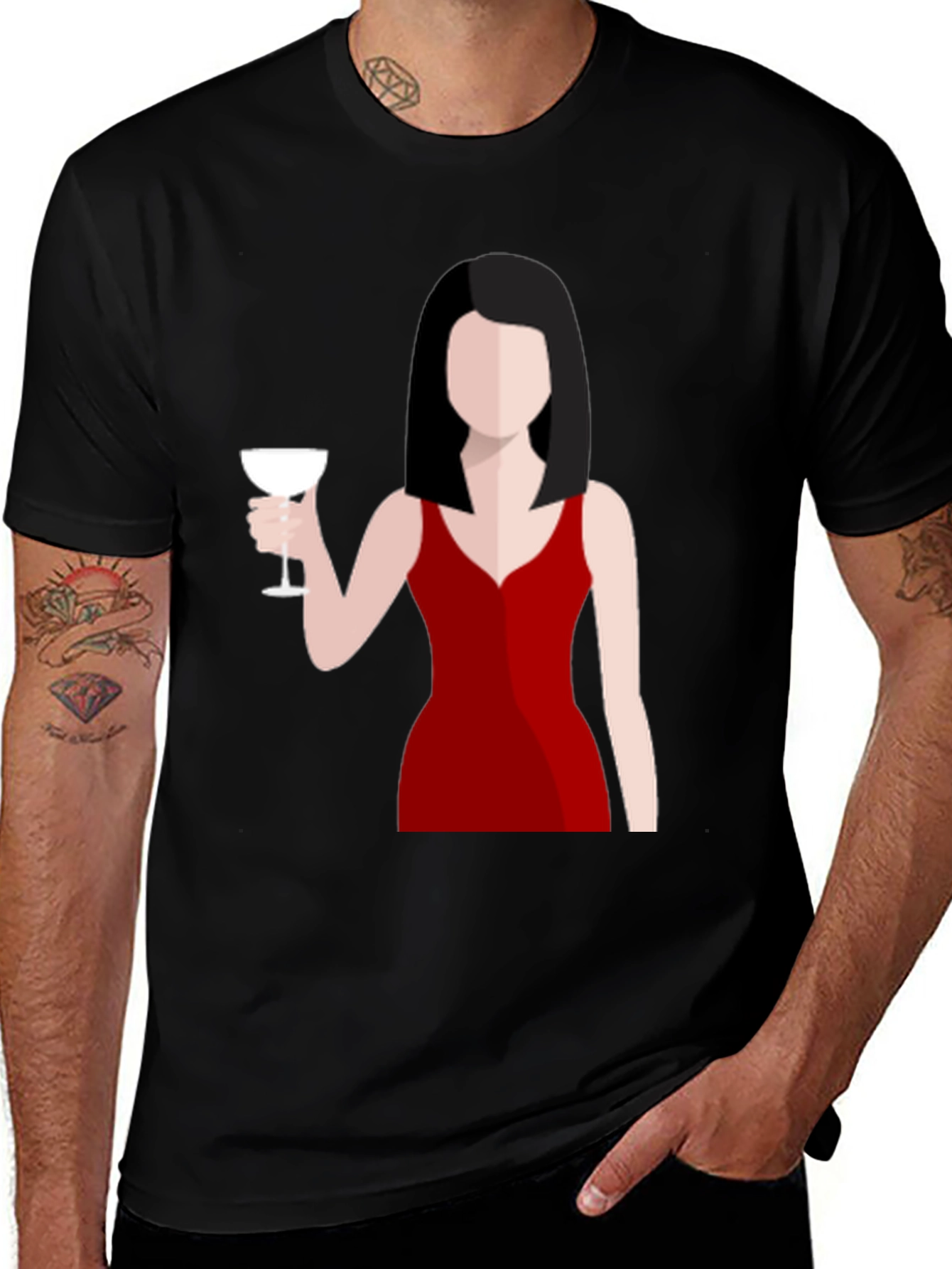 Variant 27 of Lady in Red T-Shirt - Minimalist Design