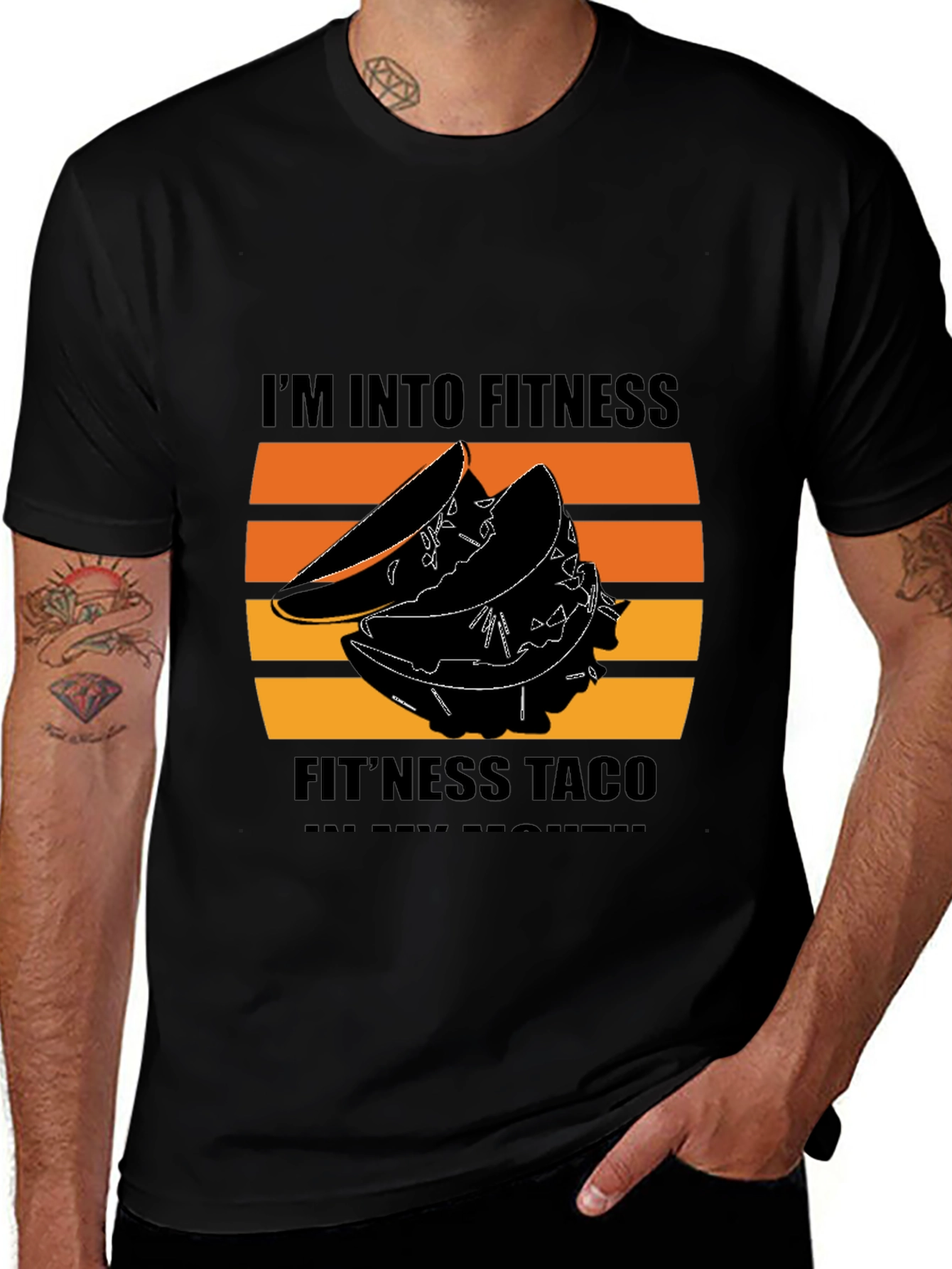 Black Fitness Taco Black Graphic Tee main image