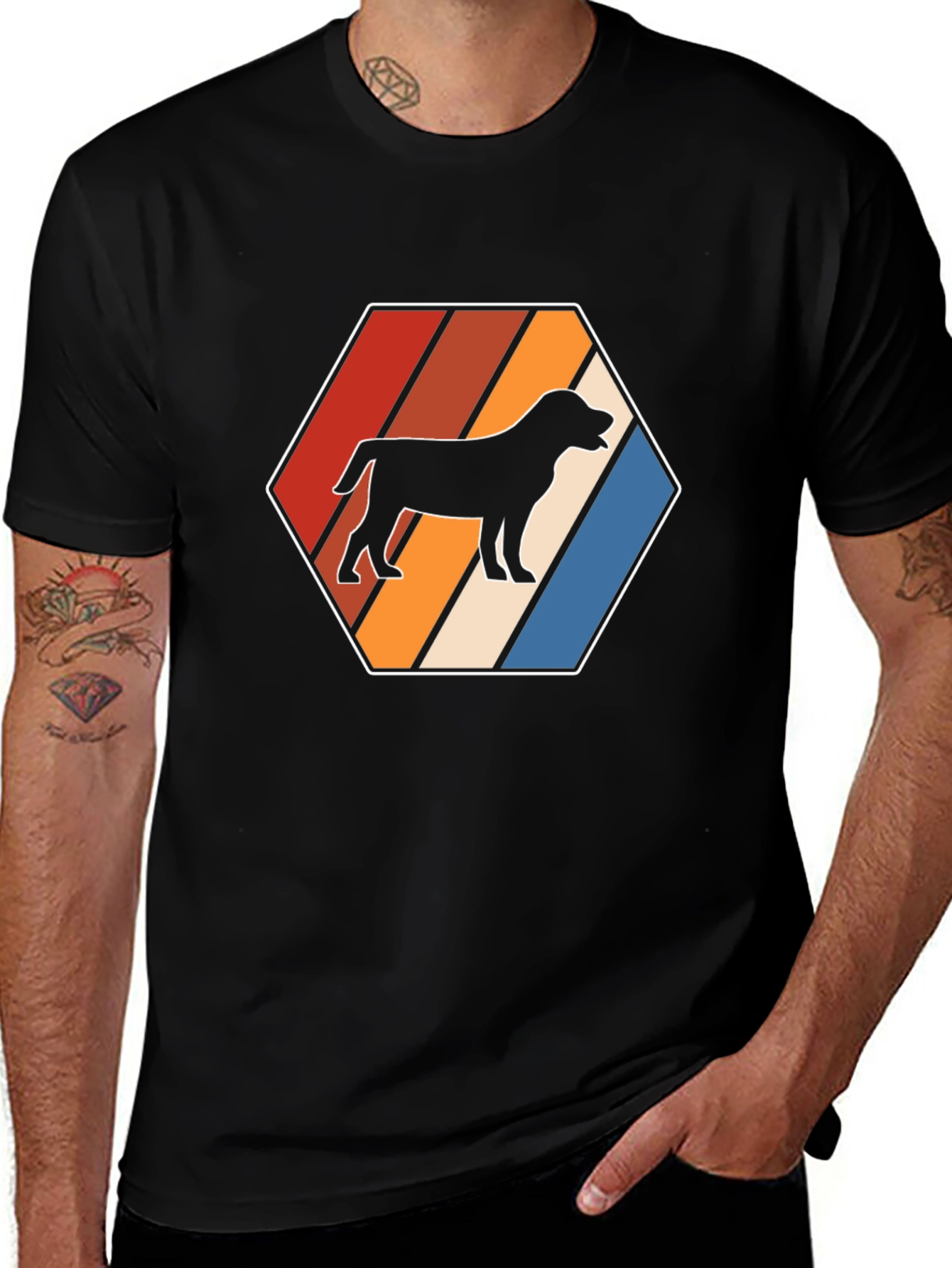 Variant 21 of Retro Dog Silhouette Hexagon Graphic Tee