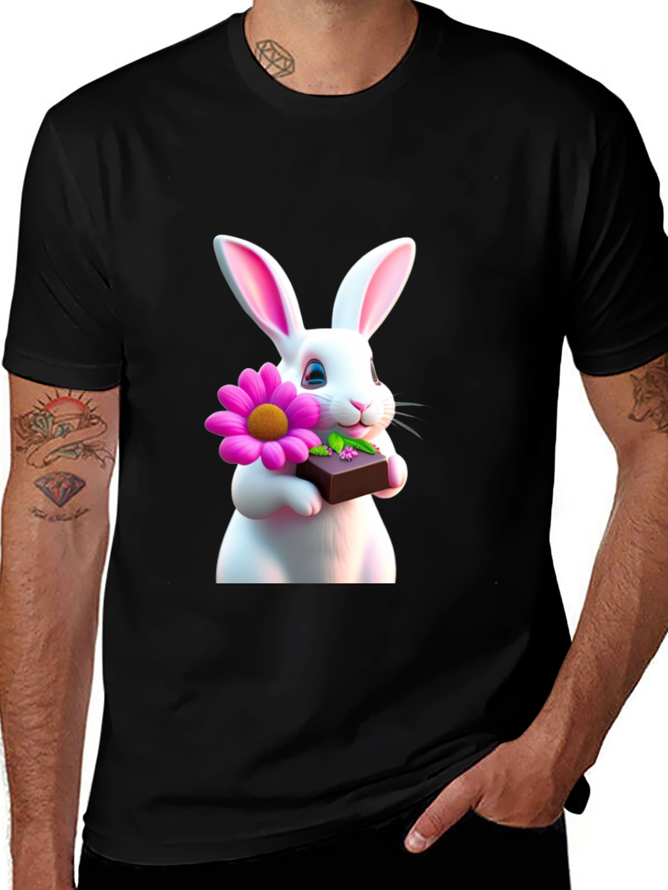Variant 3 of Bunny Flower & Chocolate T-Shirt - Easter Gift