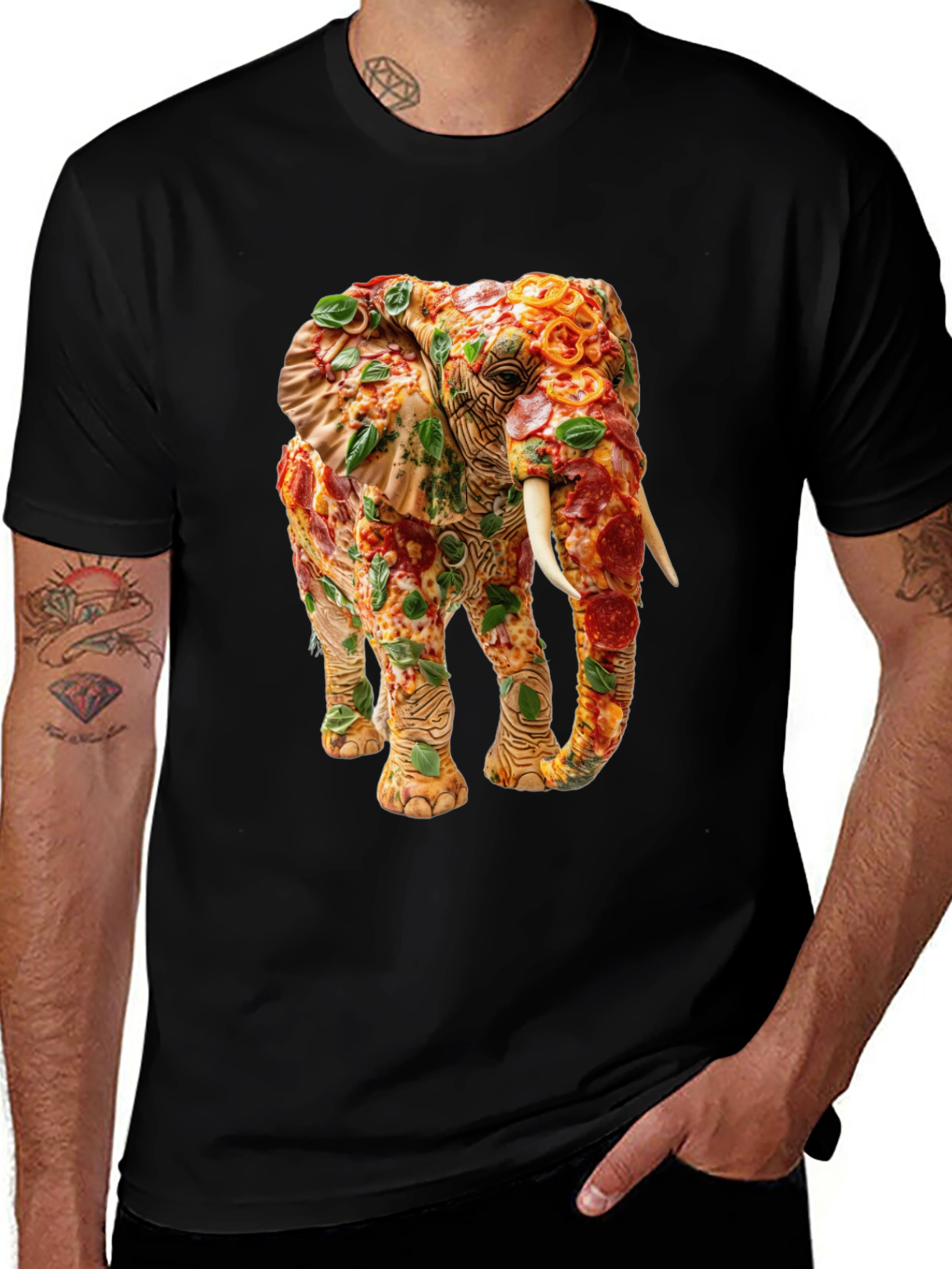Variant 24 of Pizza Elephant Graphic Tee - Unique Food Art Shirt